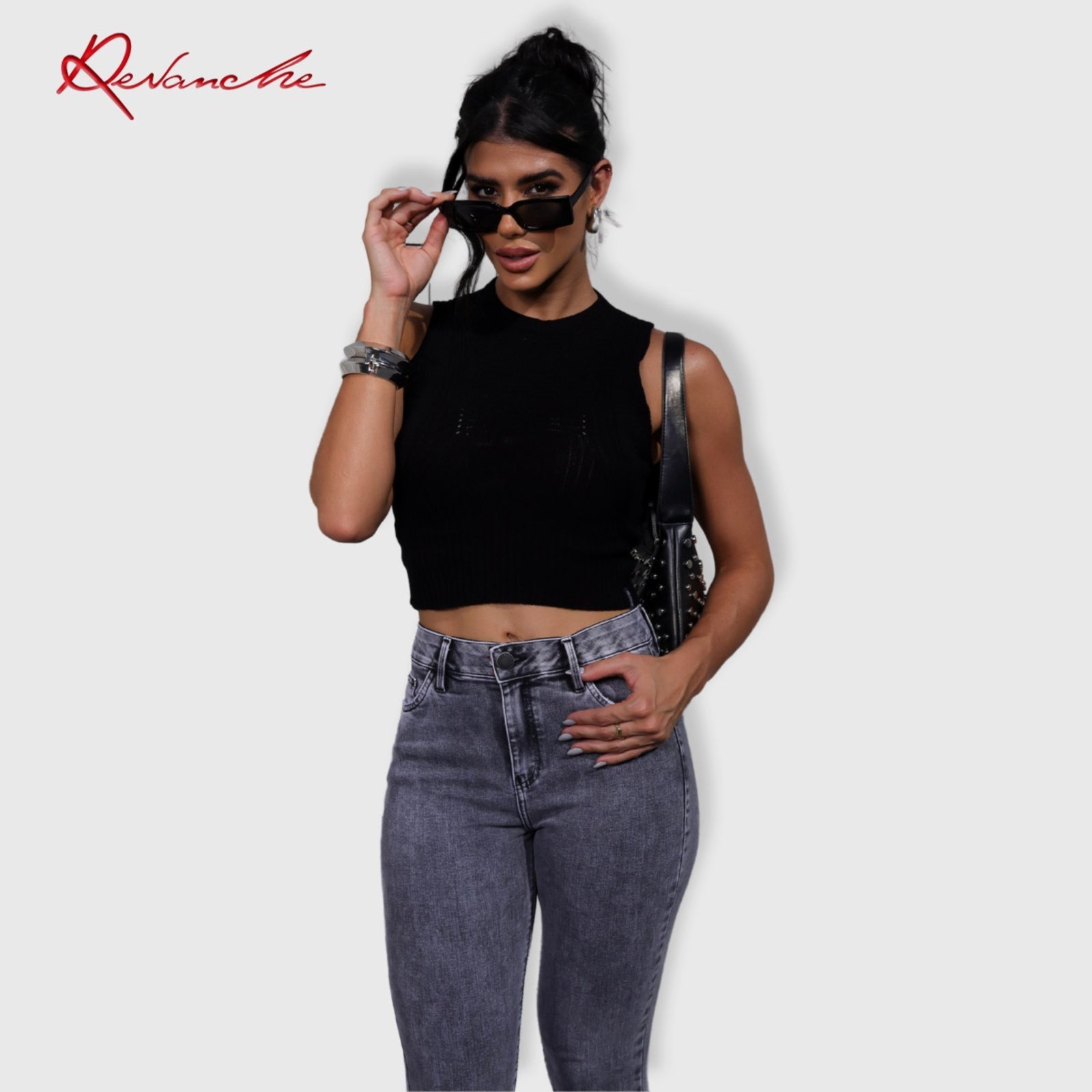 Cropped de tricot com detalhes feminina Tamanho Único Revanche Cairu