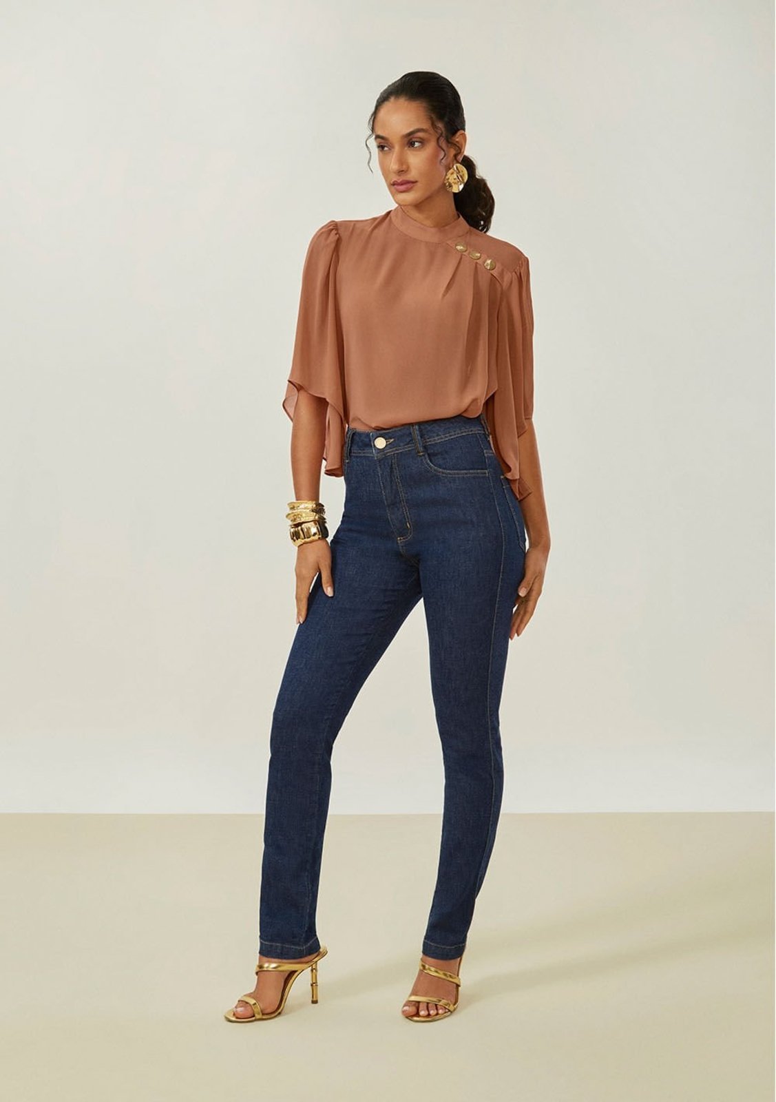 Calça Maria Valentina Skinny Alta Azul