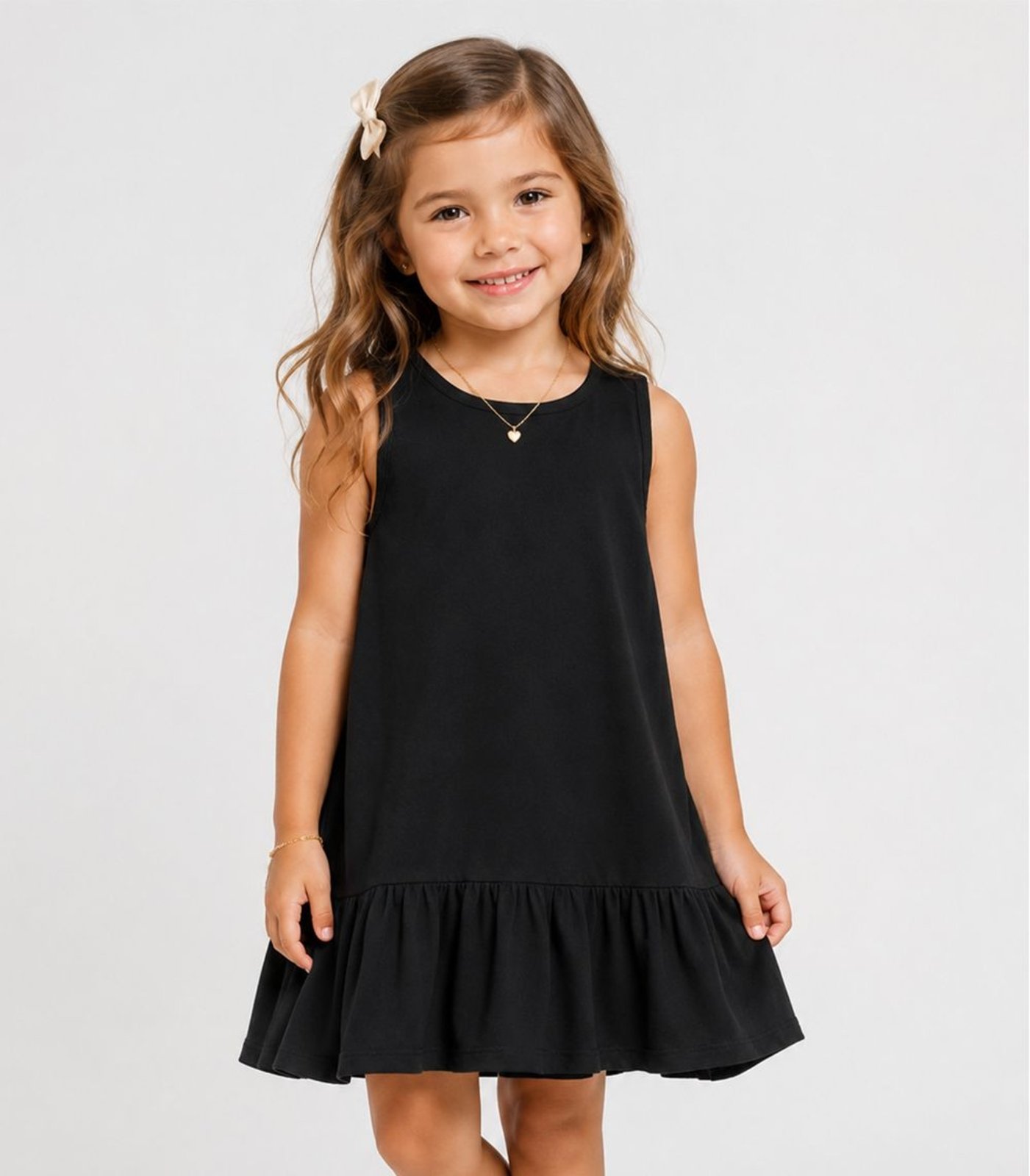 Infantil - Vestido Feminino Em Meia Malha Trick Nick Preto