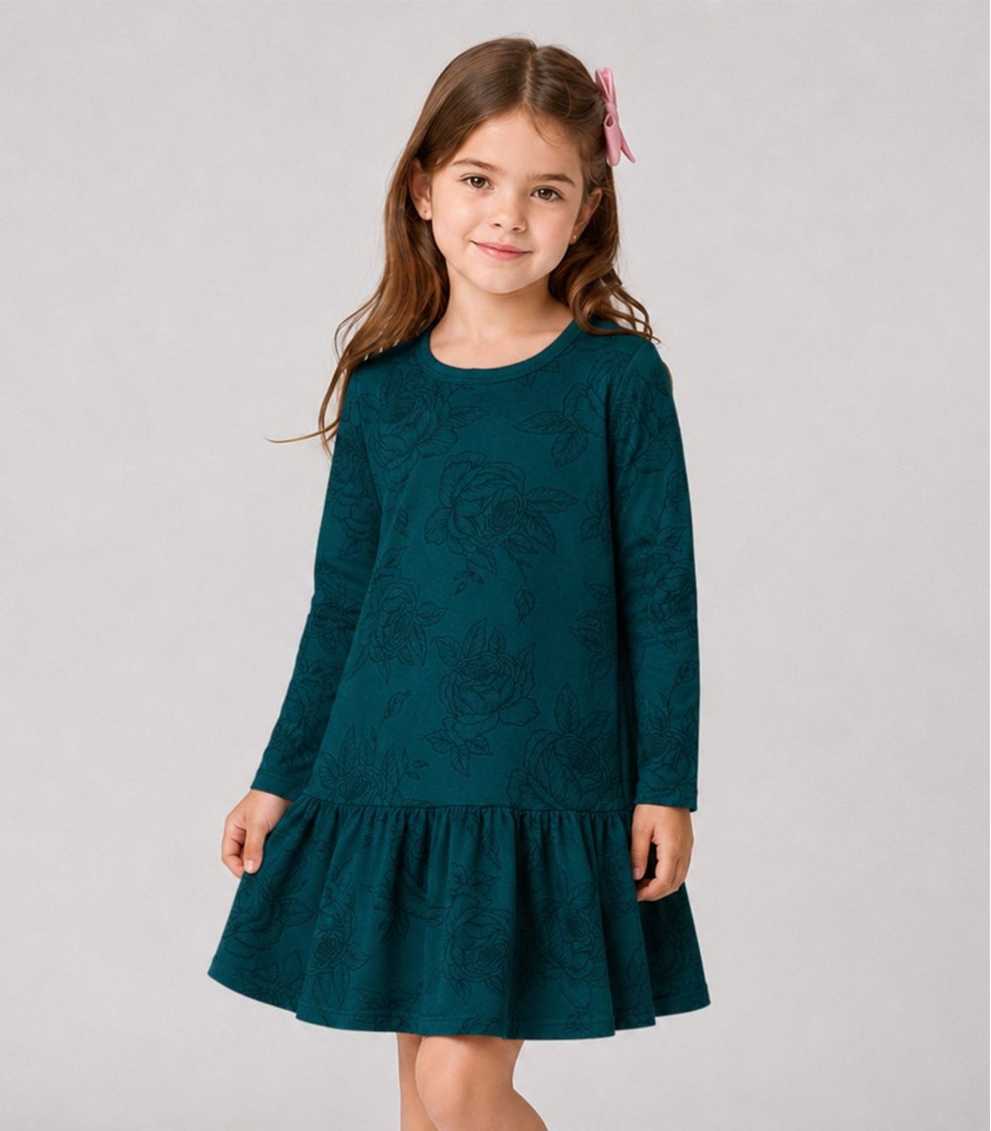 Infantil - Vestido Manga Longa Estampado Select Verde