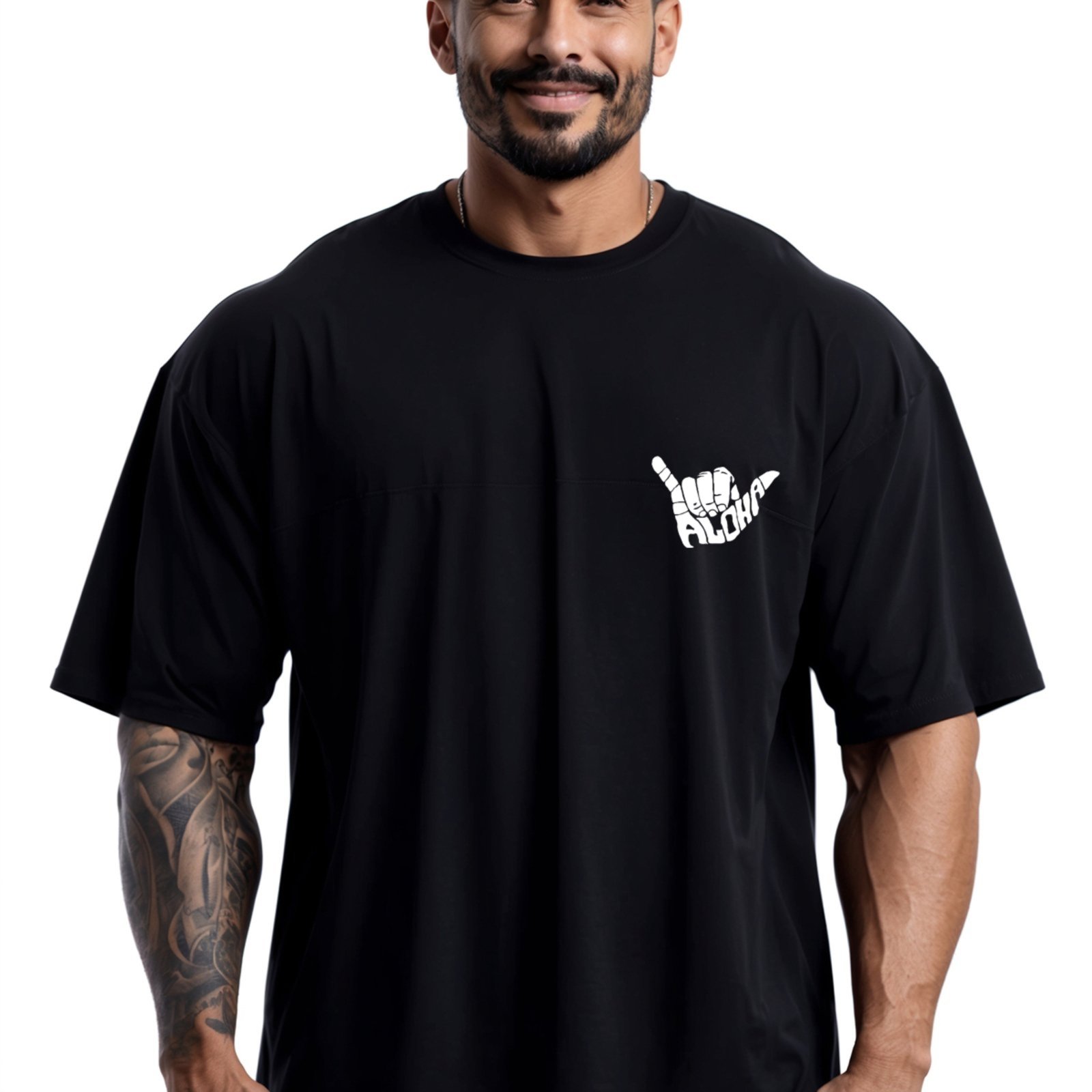 Camiseta Oversized Over Masculina Algodão Academia Preto