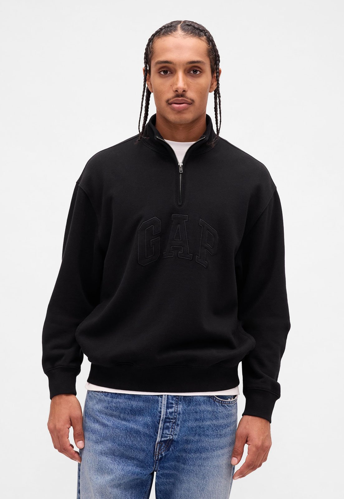 Blusa de Moletom Masculina GAP Zíper Logo Preta