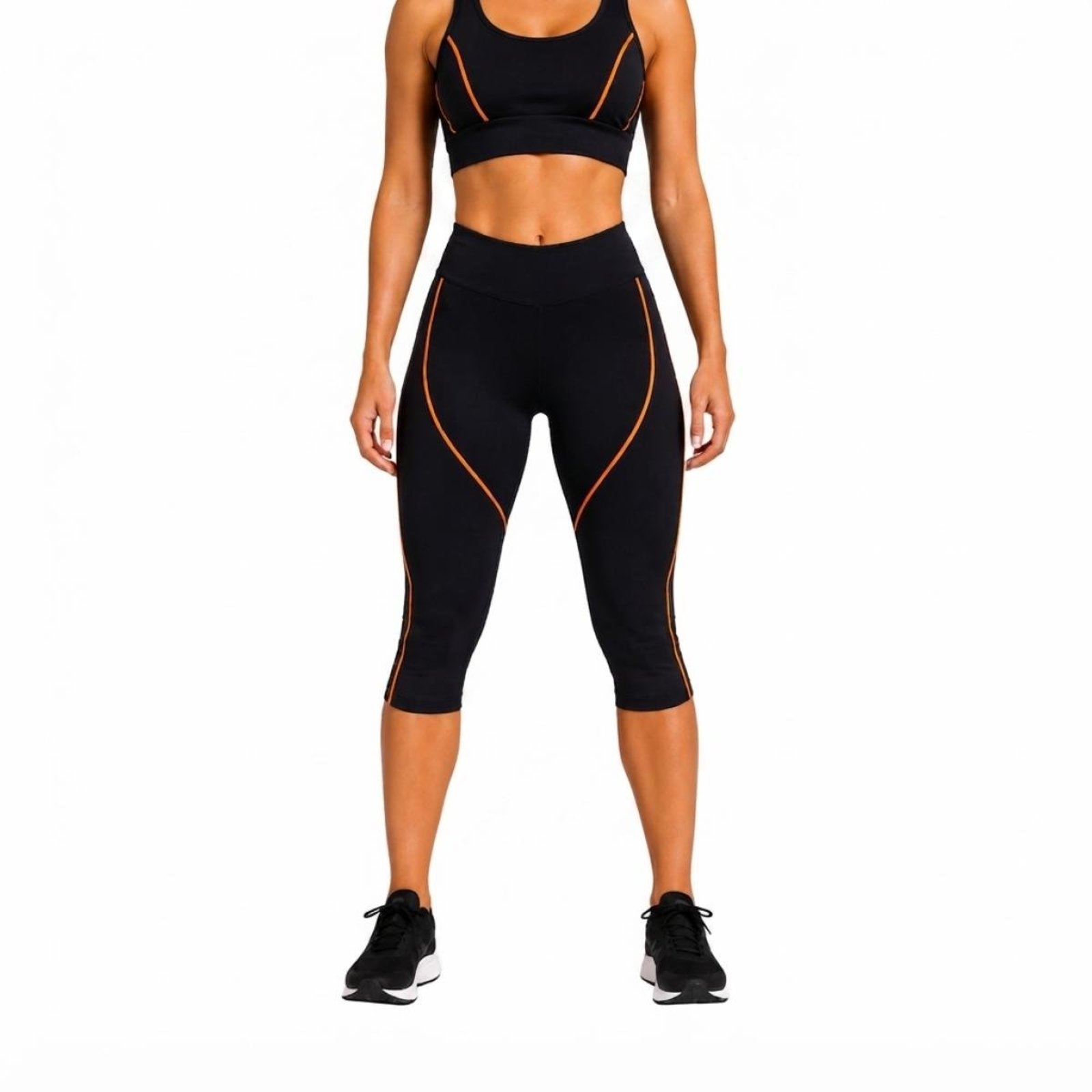 Conjunto Corsário Fitness Feminino Capri e Top Cropped para Academia Ciclismo Yoga