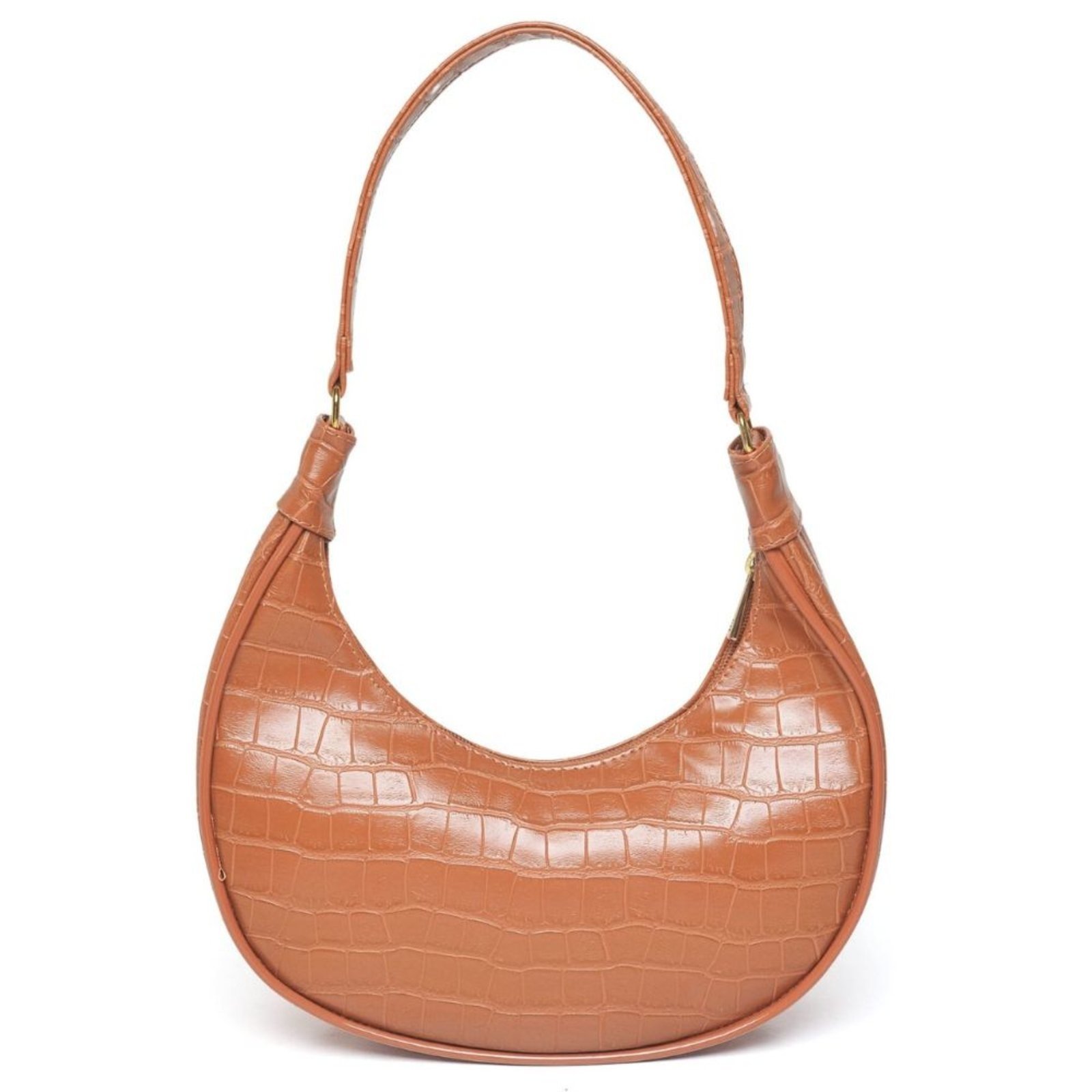Bolsa Feminina Anna Andrade Bolsa Média Meia Lua De Ombro Dia a Dia Tendência Caramelo