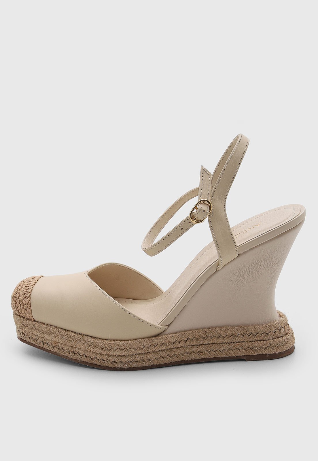 Sandália Feminina Arezzo Couro Salto Alto Off-White