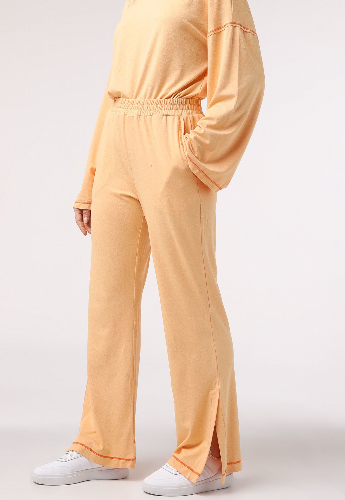 Calça Salinas Wide Leg Fendas Laranja