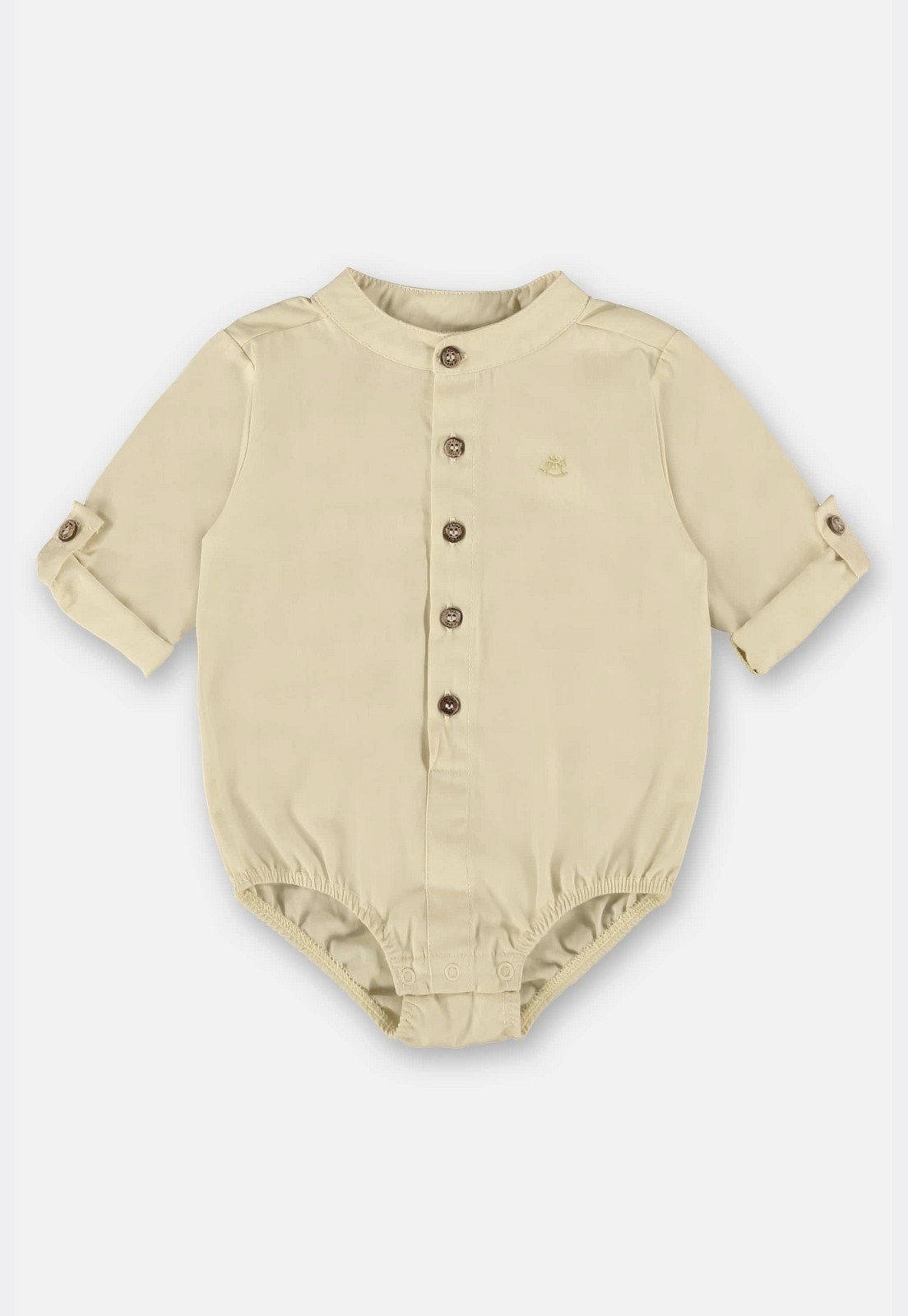 Infantil - Body Camisa para Menino em Tecido Chambray Up Baby Amarelo