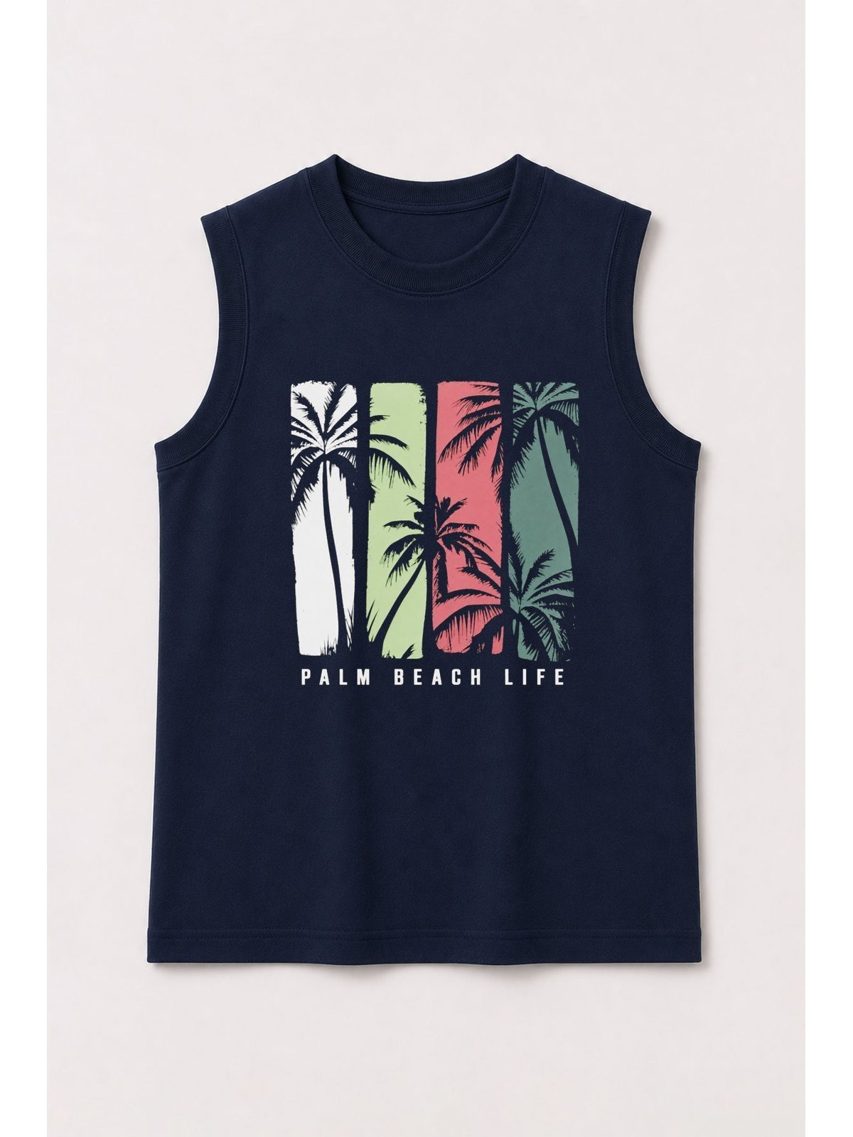Infantil - Camiseta Regata Masculina Algodão Marinho - Palm Beach - Babei no Look