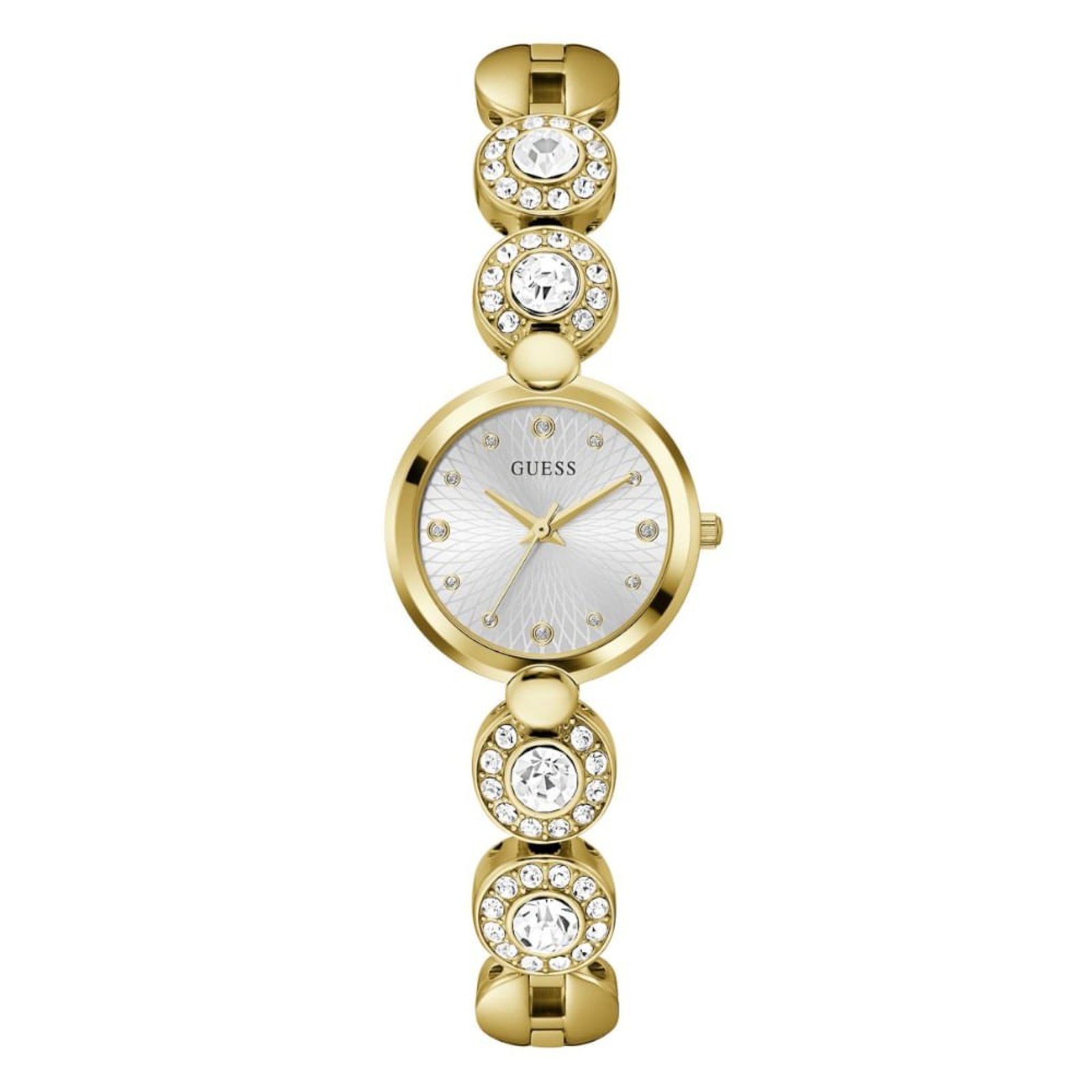 Relógio Guess Feminino Elos Cristais Dourado Guess