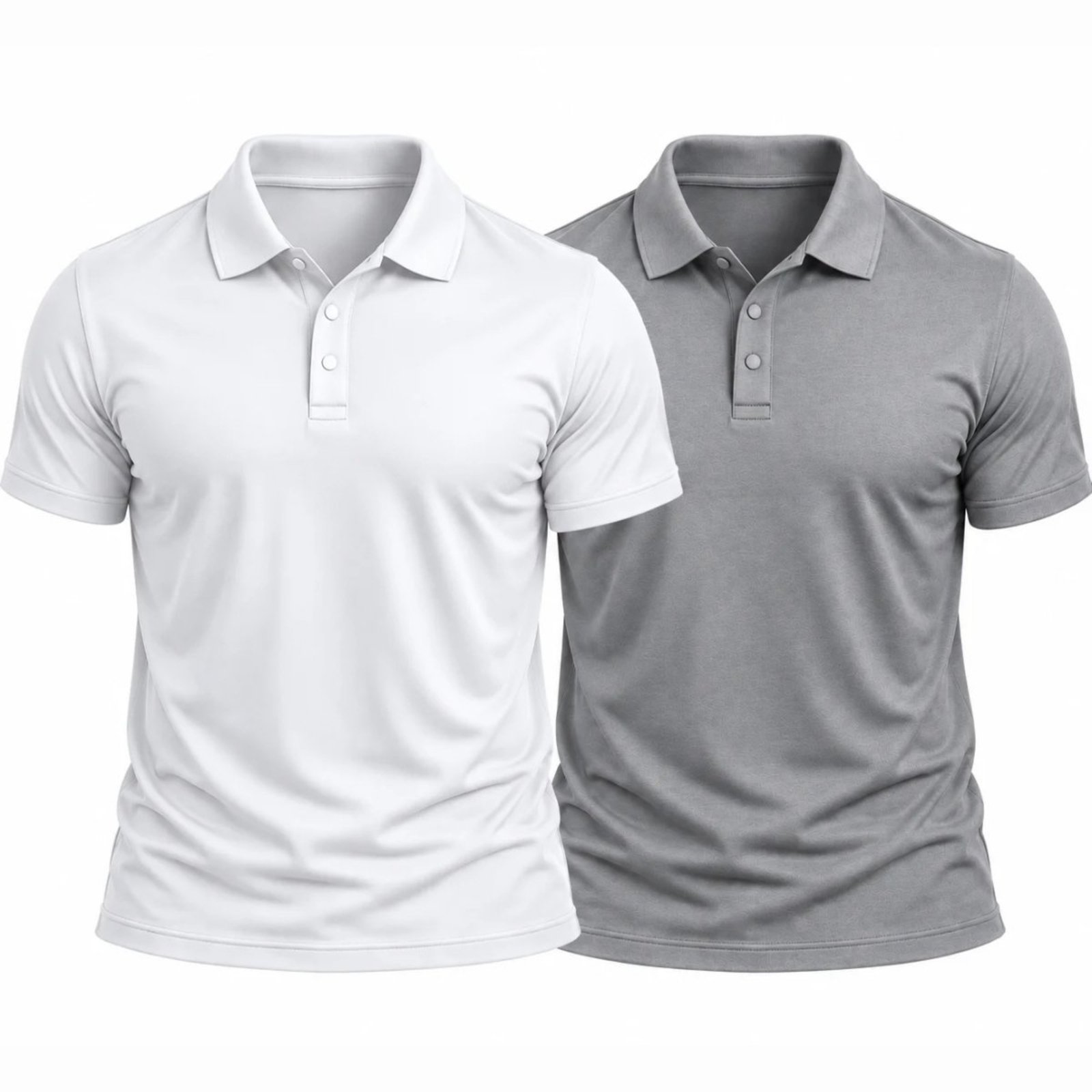 Kit 2 Camisas Polo Masculina Poliamida Premium Básica Lisa Branco