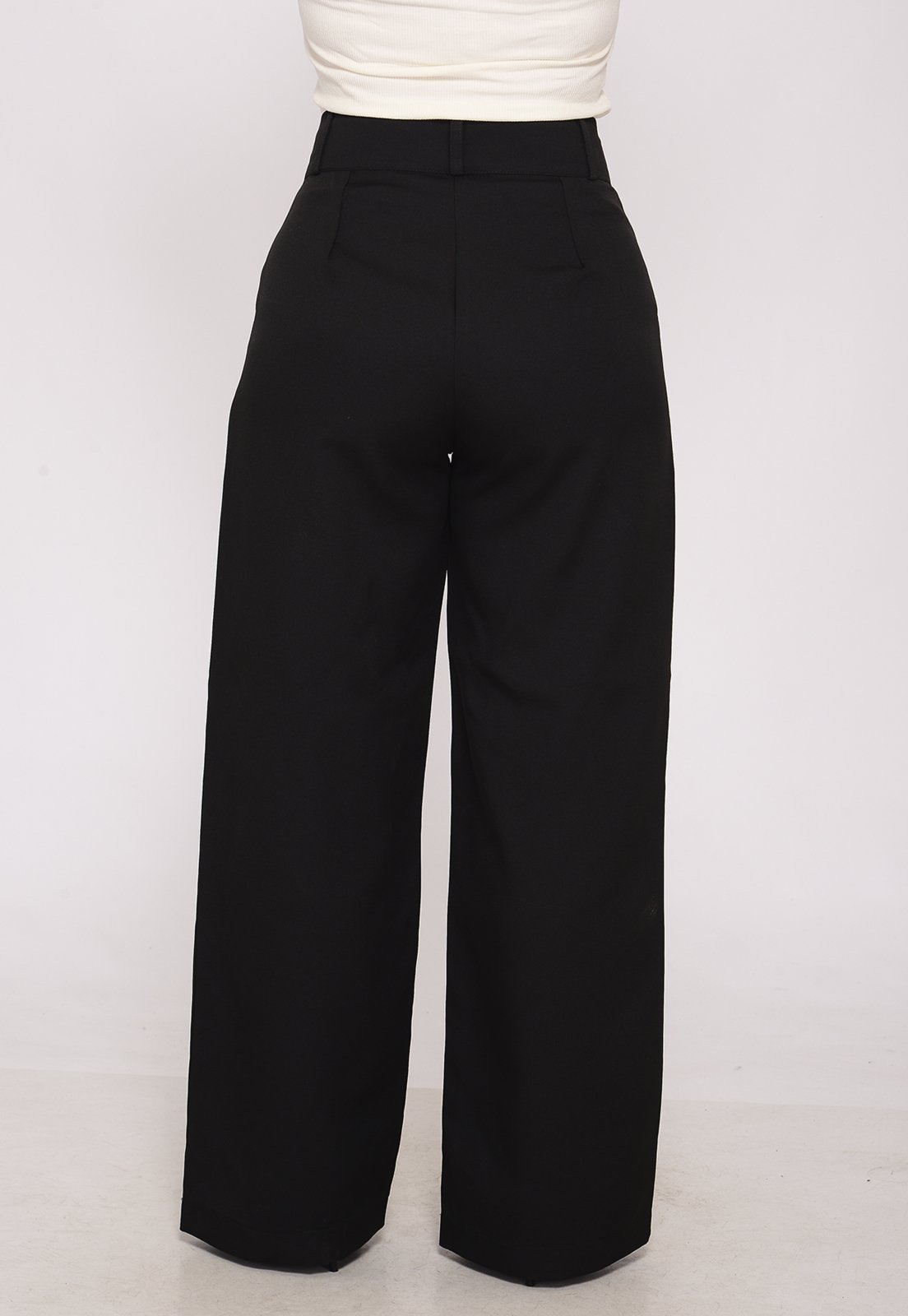 Vista 3 Calça Pantalona Macaw Alfaiataria Feminina Social preto Macaw preto