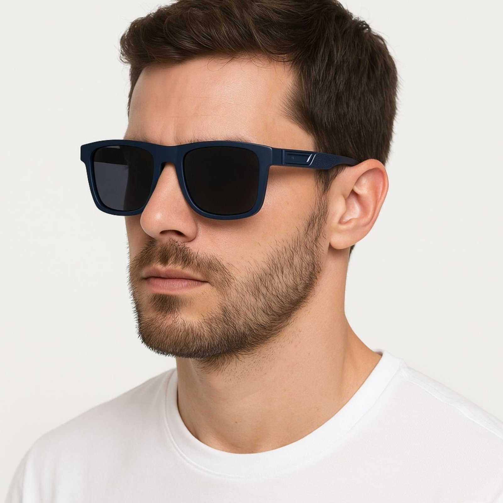 Óculos Masculino Azul Marinho Premium Lente Preta UV
