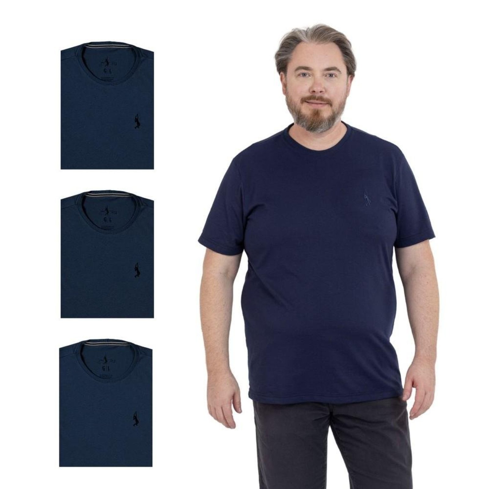 Kit 4 Camiseta Plus Size Básica Casual Masculina Confortável