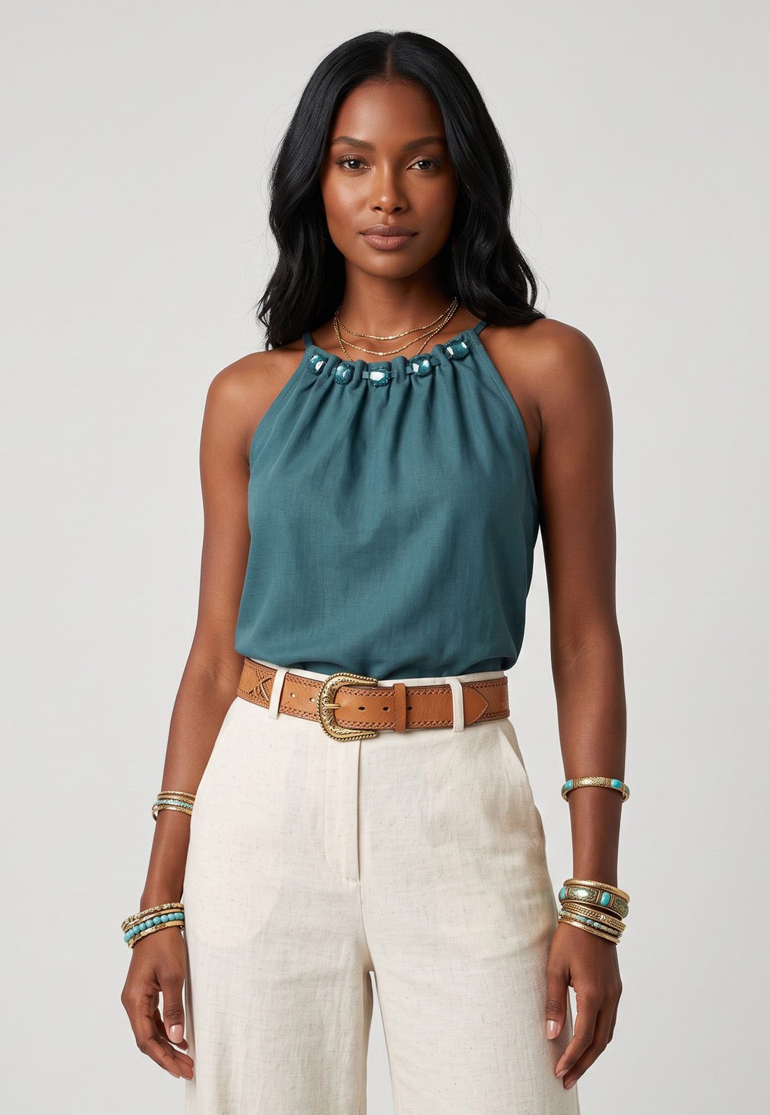 Blusa Feminina Lez a Lez Alças Finas Verde