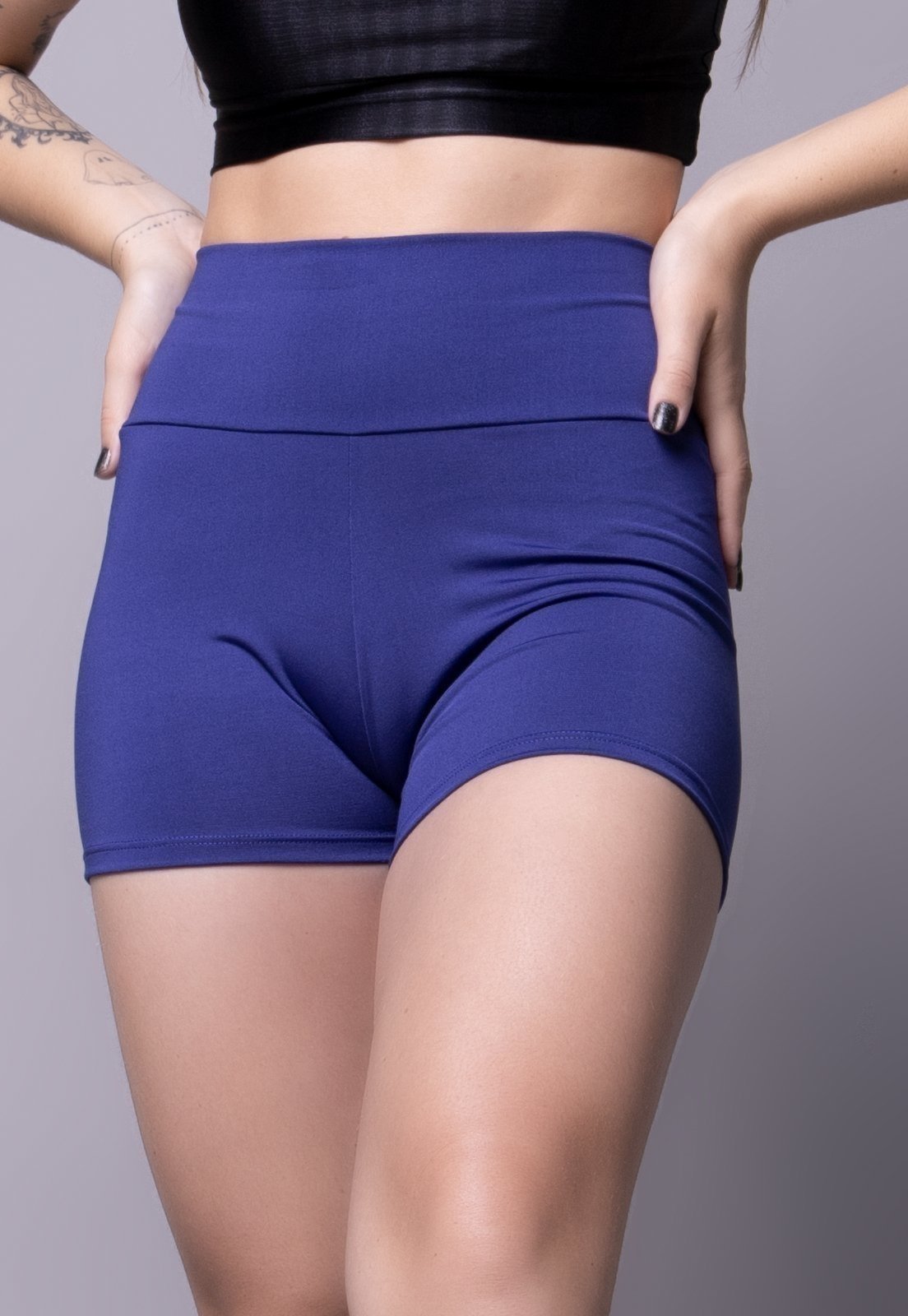 Short Fitness Bella Fiore Modas Feminino Suplex Liso Academia Azul Royal