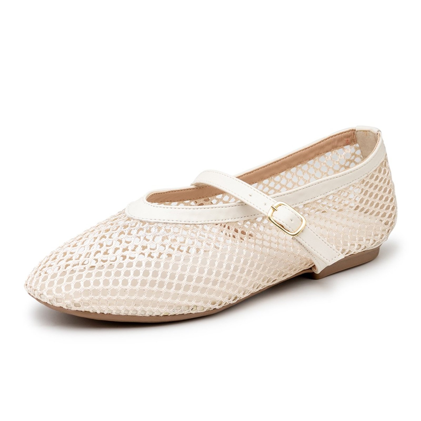 Sapatilha Feminina Tela LeRUCHEL Mary Jane Fivela Off White