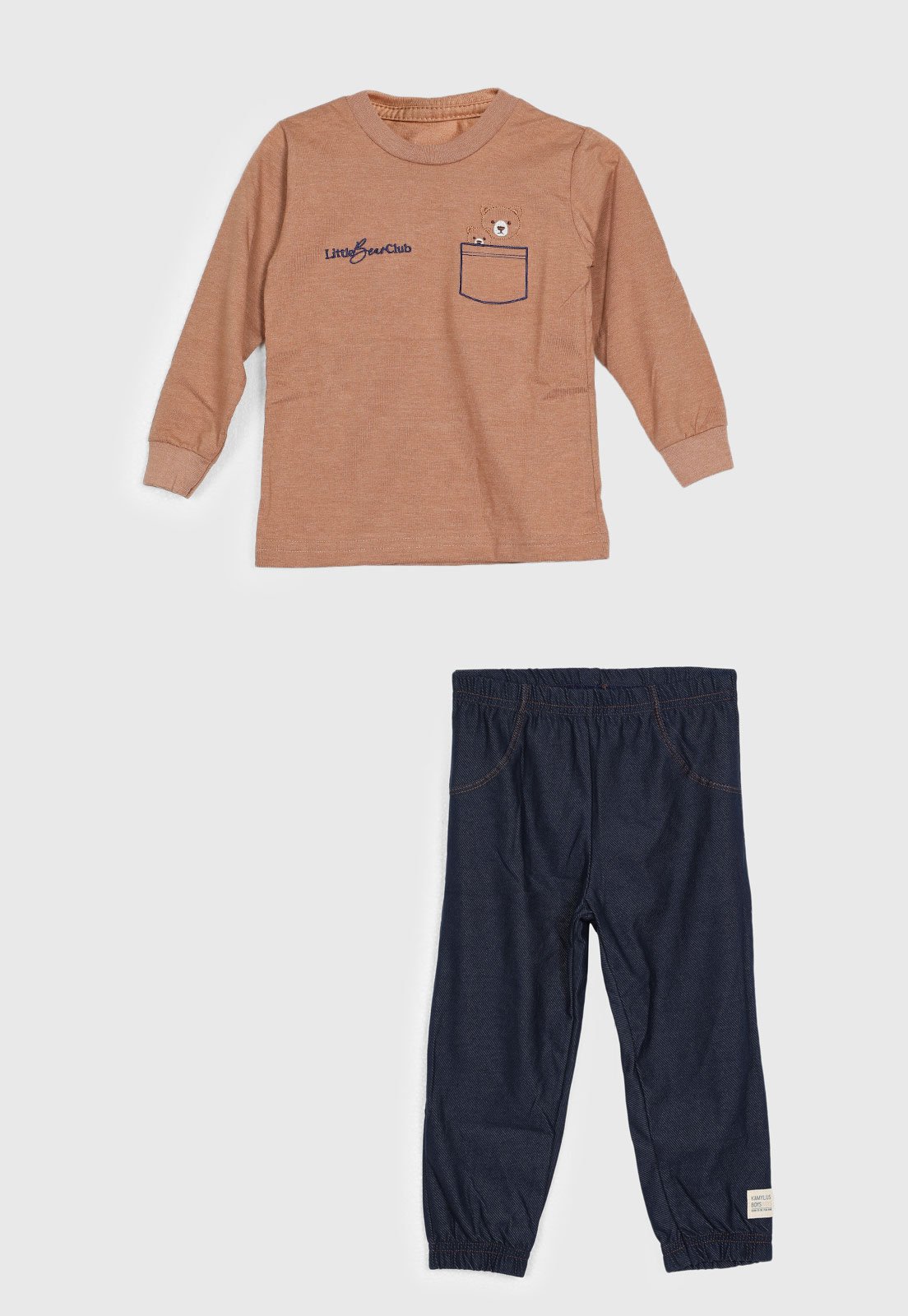 Conjunto Longo Kamylus Bordado Ursinho Bege