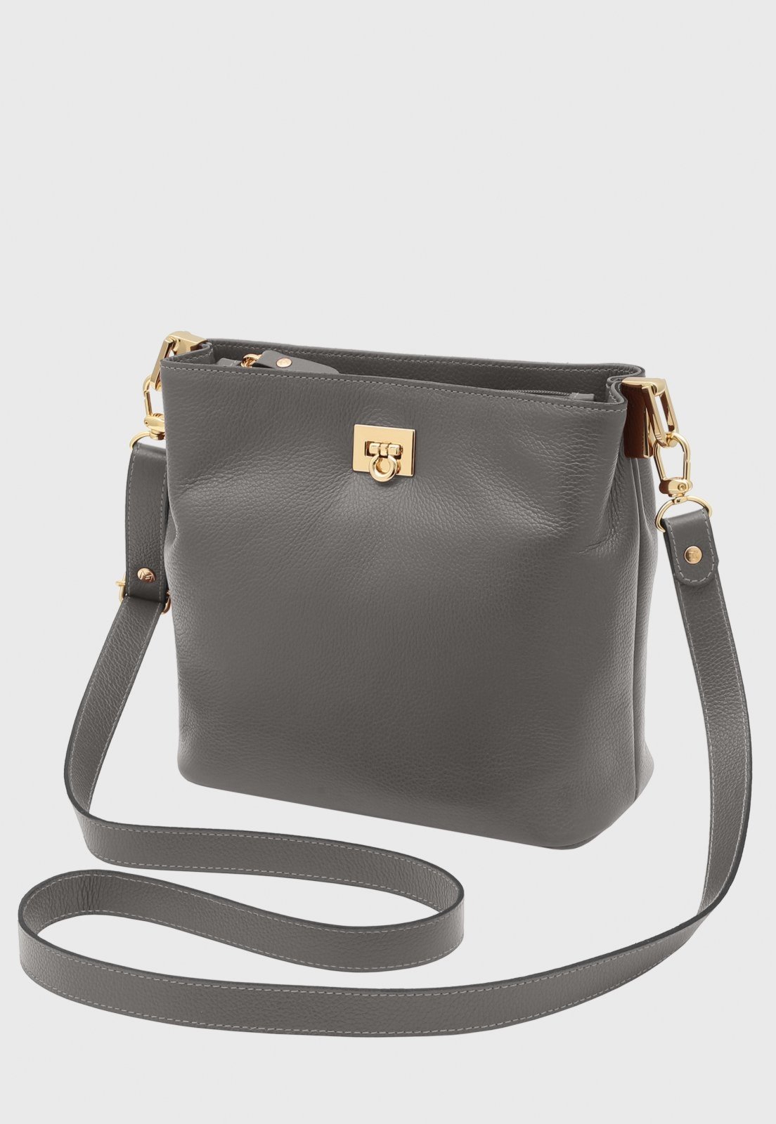 Bolsa Transversal Couro Mariart Juá Cinza