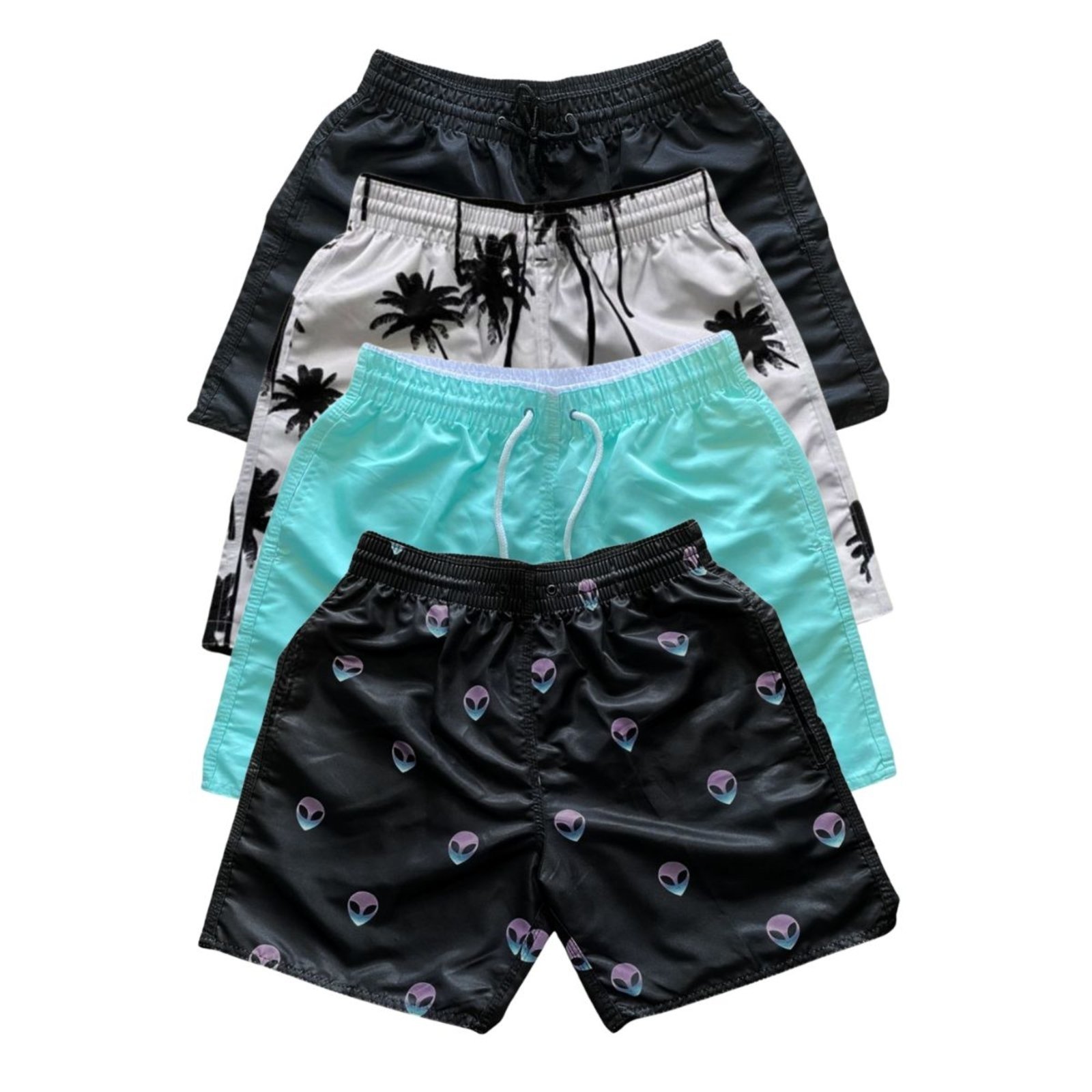 Kit 4 Bermudas Tactel Moda Praia Masculina Com Bolsos13