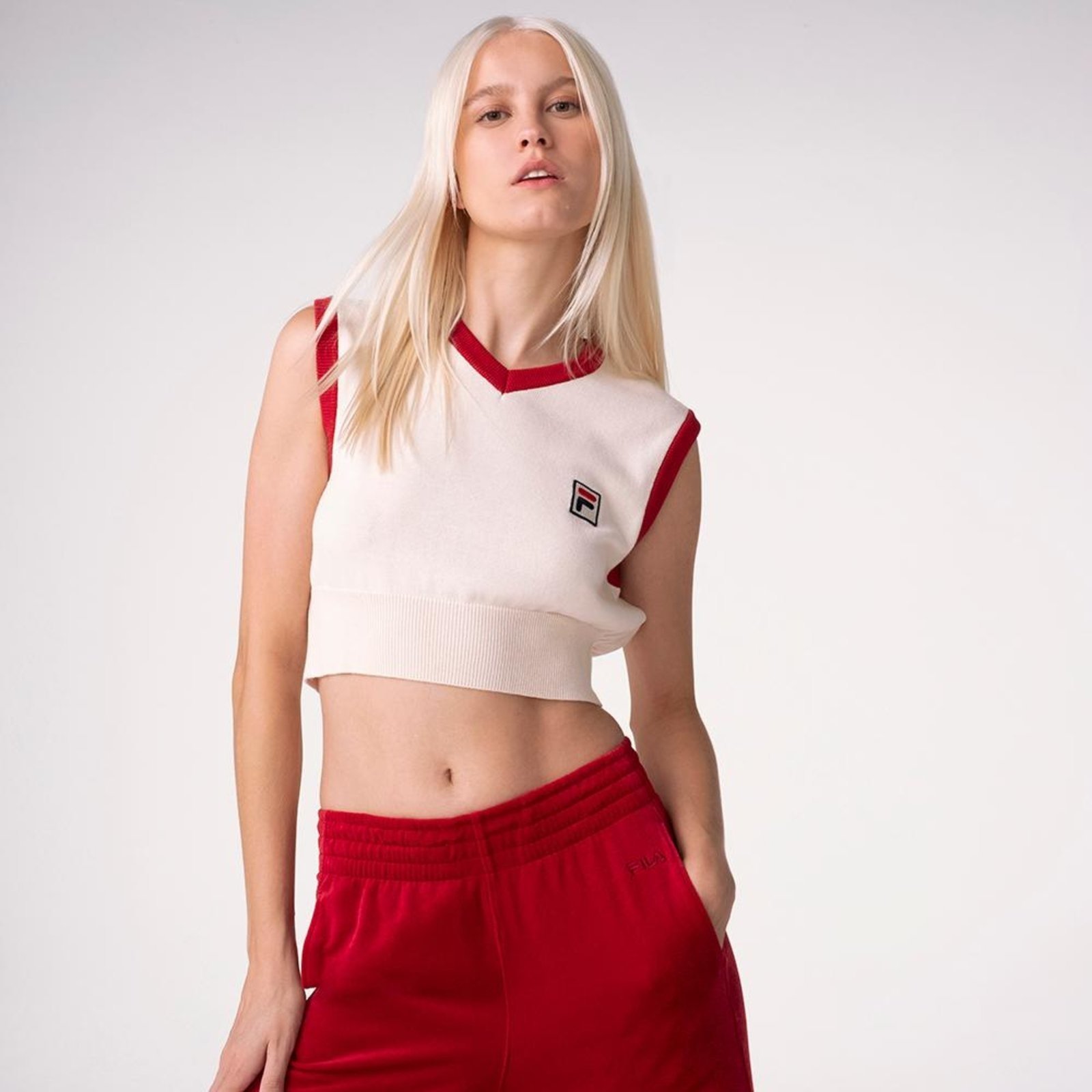 Vista 2 Colete Fila Heritage Crop Sweater Vest Feminino incolor Fila incolor