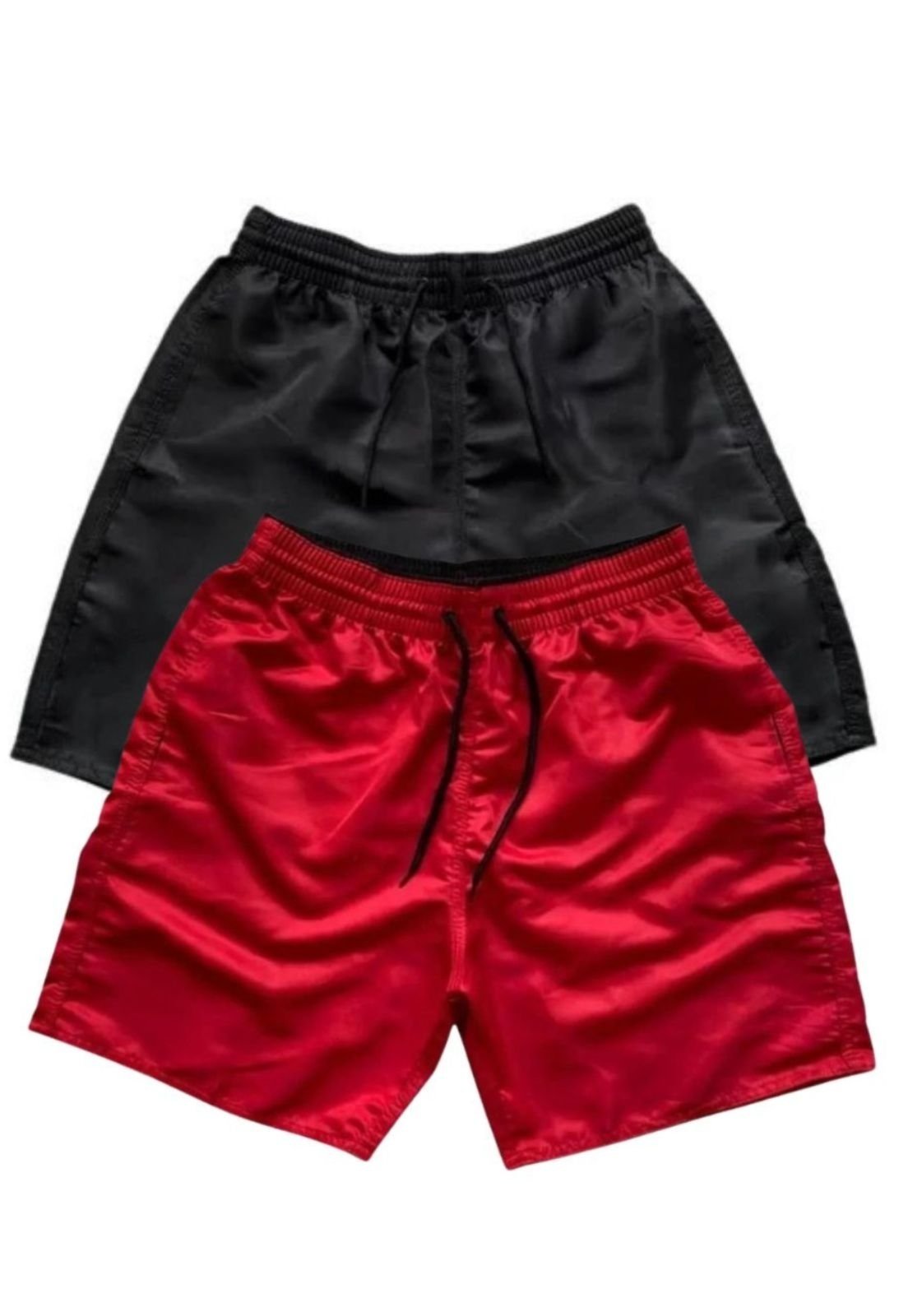 Kit 2 Short Liso Masculino Tactel Relaxado Com Bolsos Bermuda Mauricinho Cores Variadas