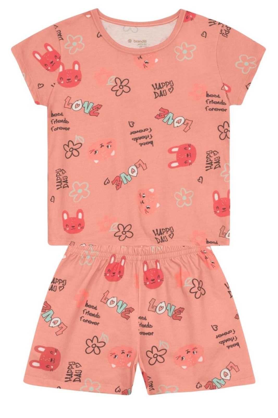 Vista 2 Pijama menina de gatinhos Brandili rosa Brandili rosa