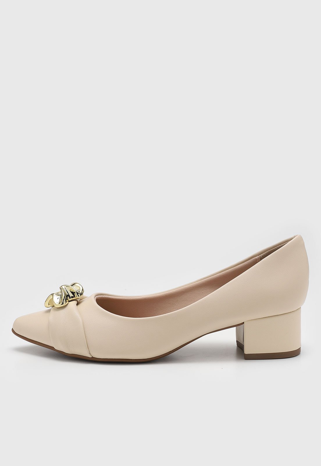 Scarpin Feminino Beira Rio Salto Baixo Bloco Off-White