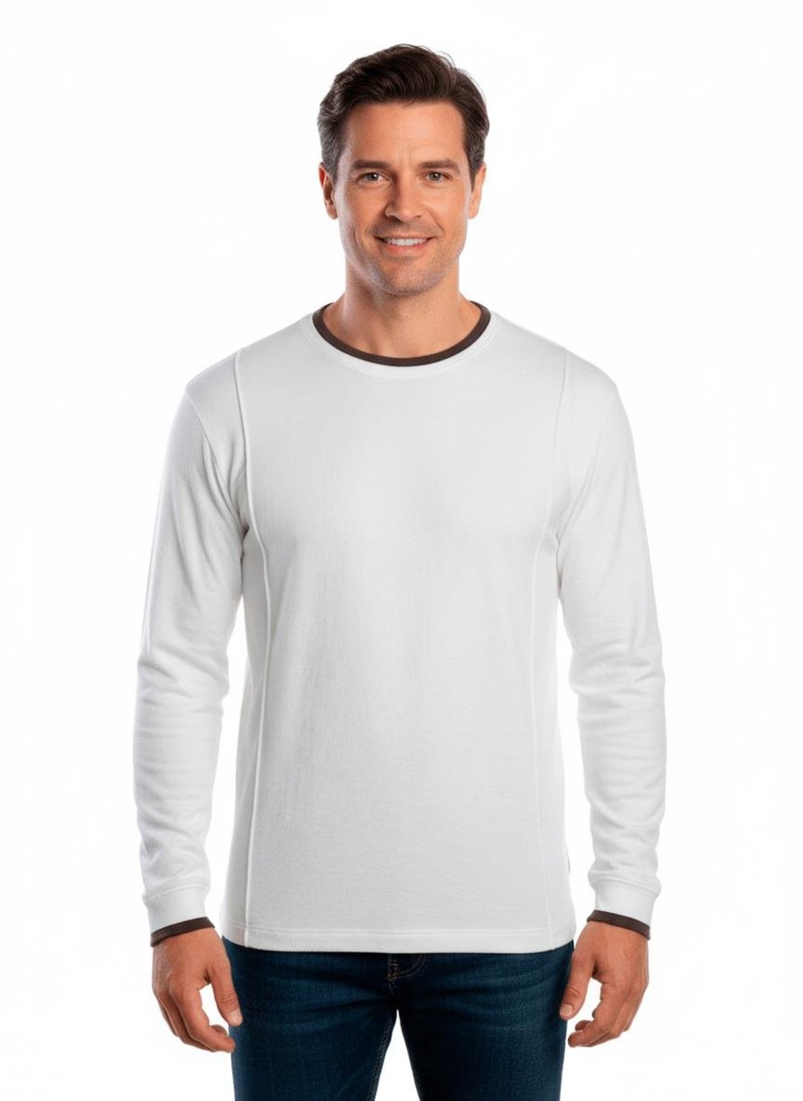 Camiseta Malha Atoalhada Manga Longa Masculina BRANCO