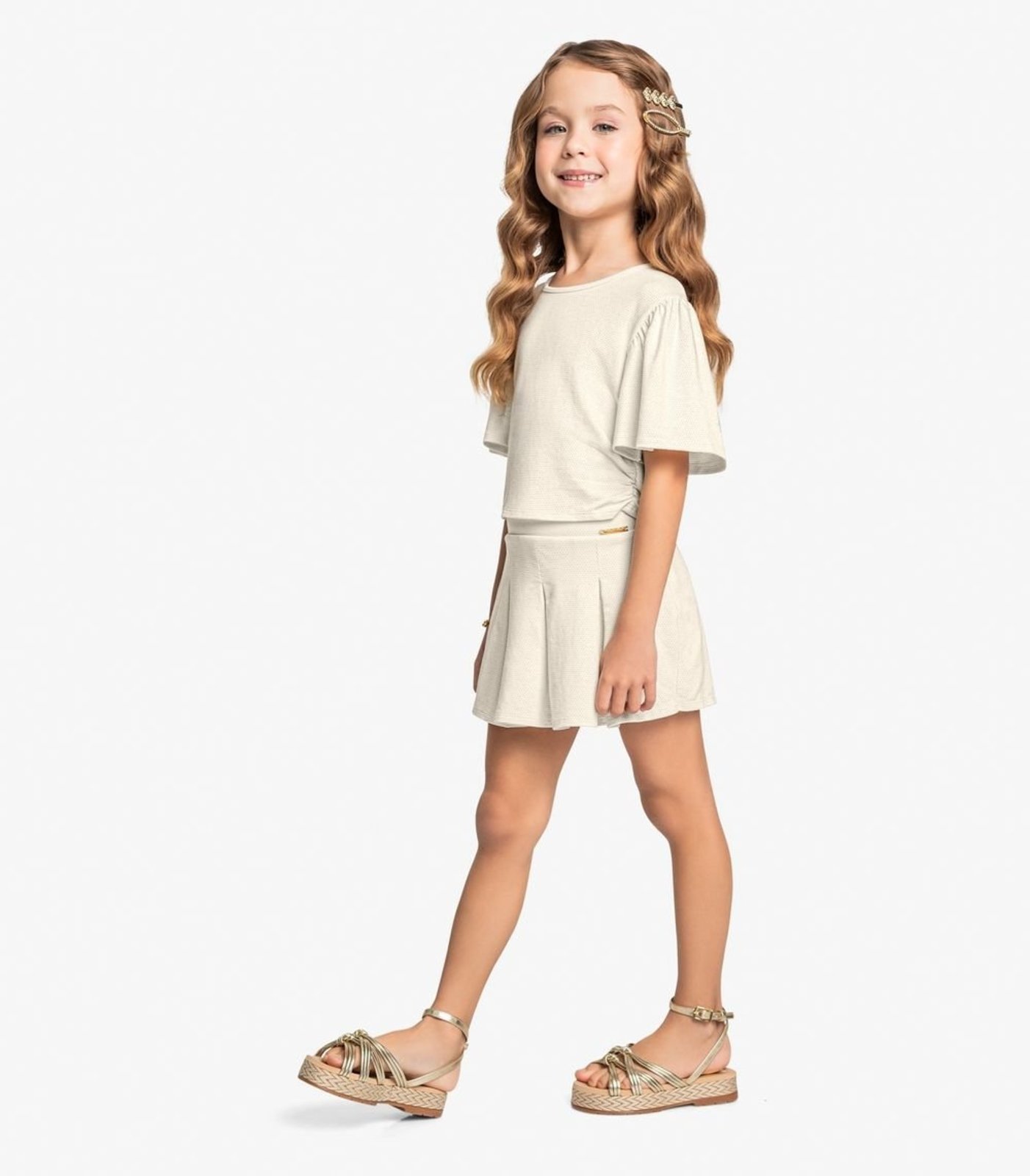 Infantil - Short Saia Estilo Colegial Trick Nick Bege