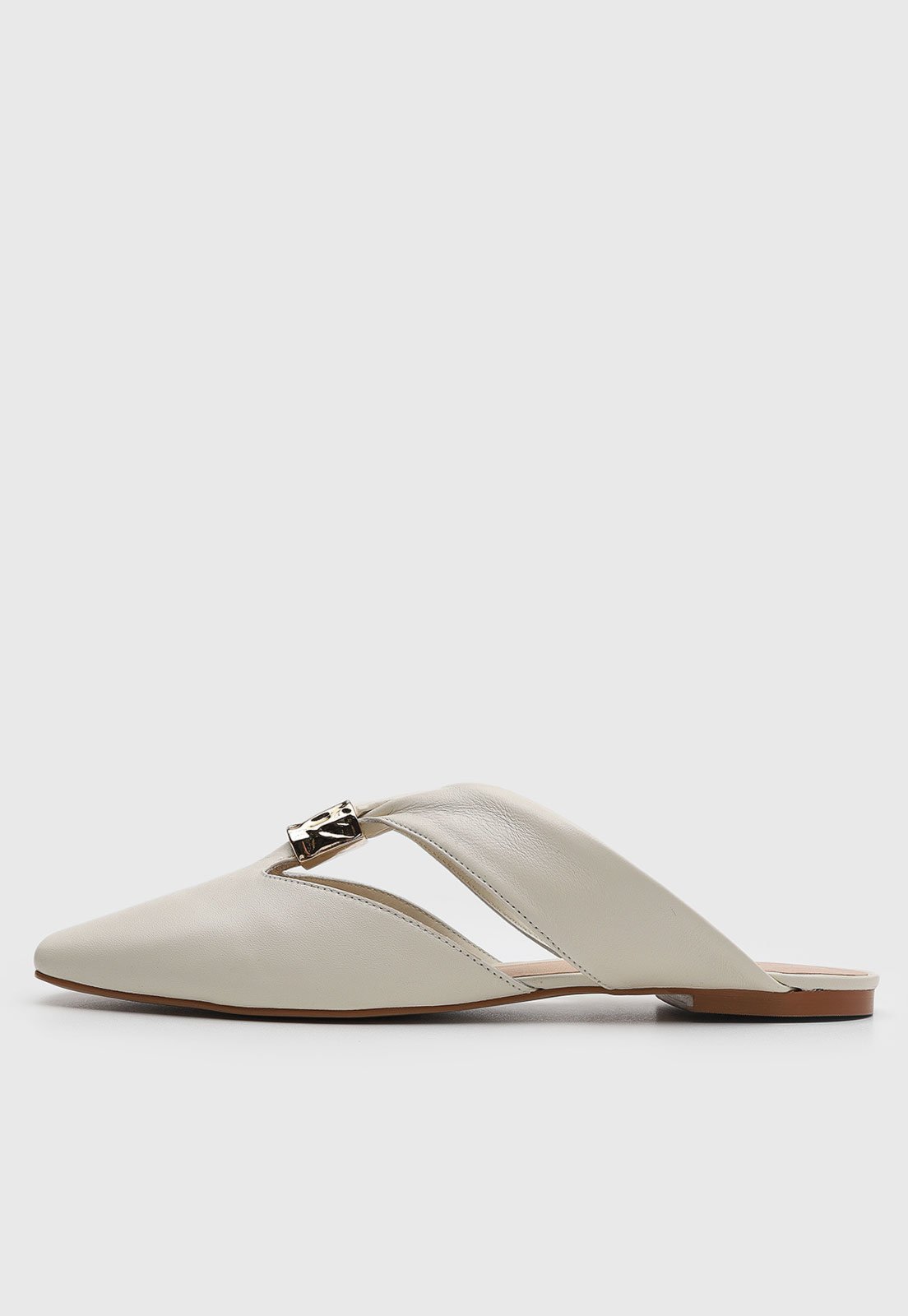 Sapatilha Mule Feminina Capodarte Ponta Quadrada Off-White