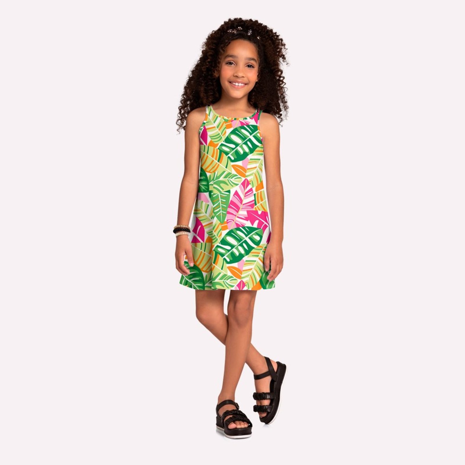 Infantil - Vestido Menina Folhagem Kyly