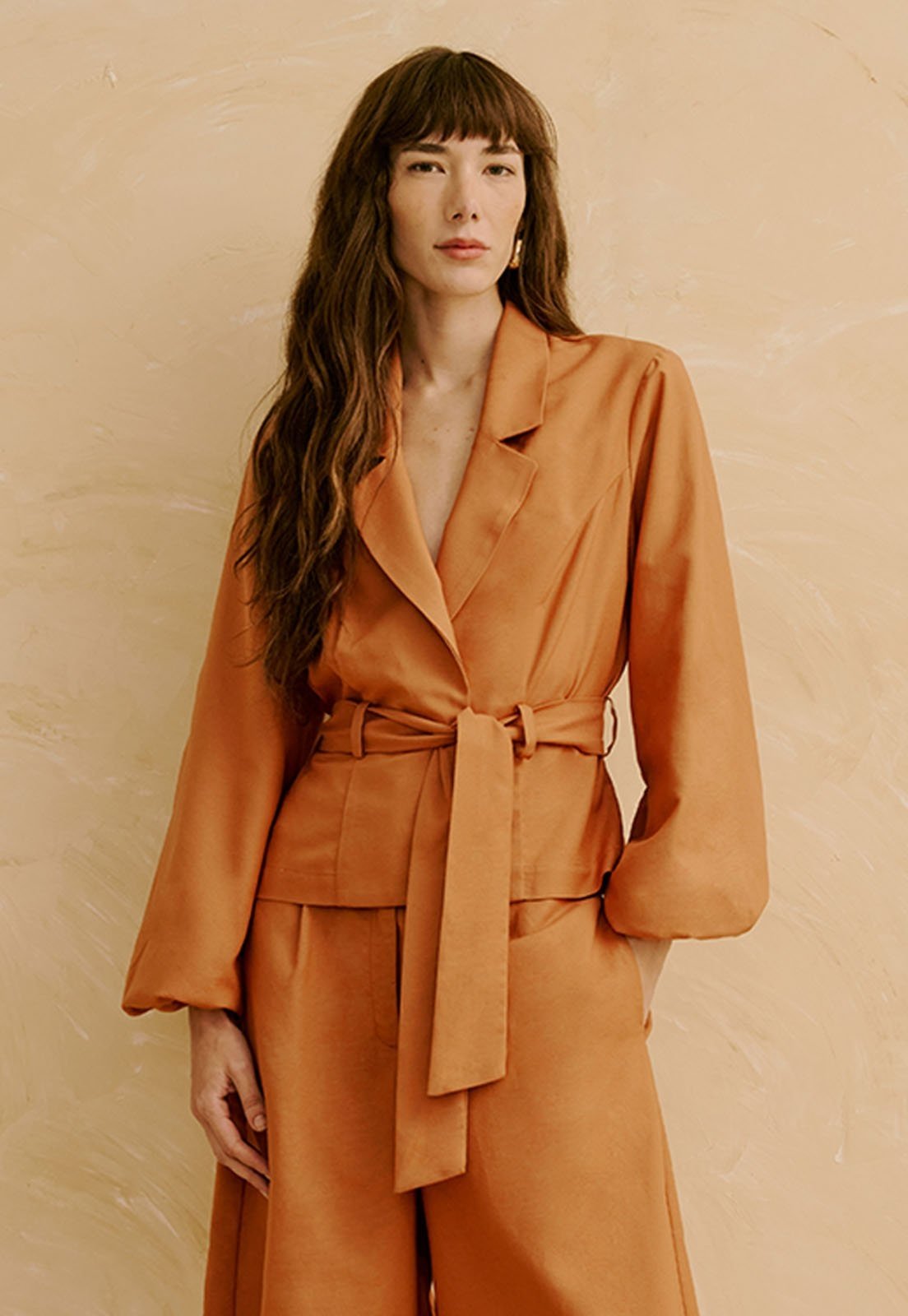 Vista 2 Blazer Liso Com Faixa CaCay bege CaCay bege