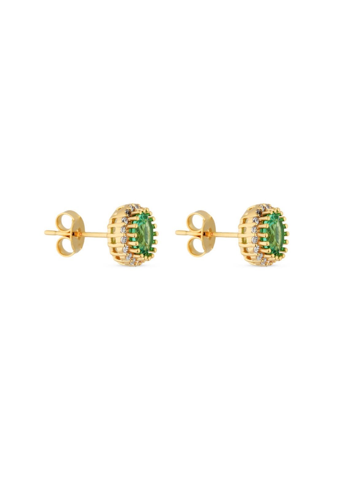 Vista 3 Dupla De Brincos Semijoia Pedra Verde Com Zircônias Banhadas A Ouro 18K Br091-001 Dourado STORE ORA SEMIJOIAS dourado verde