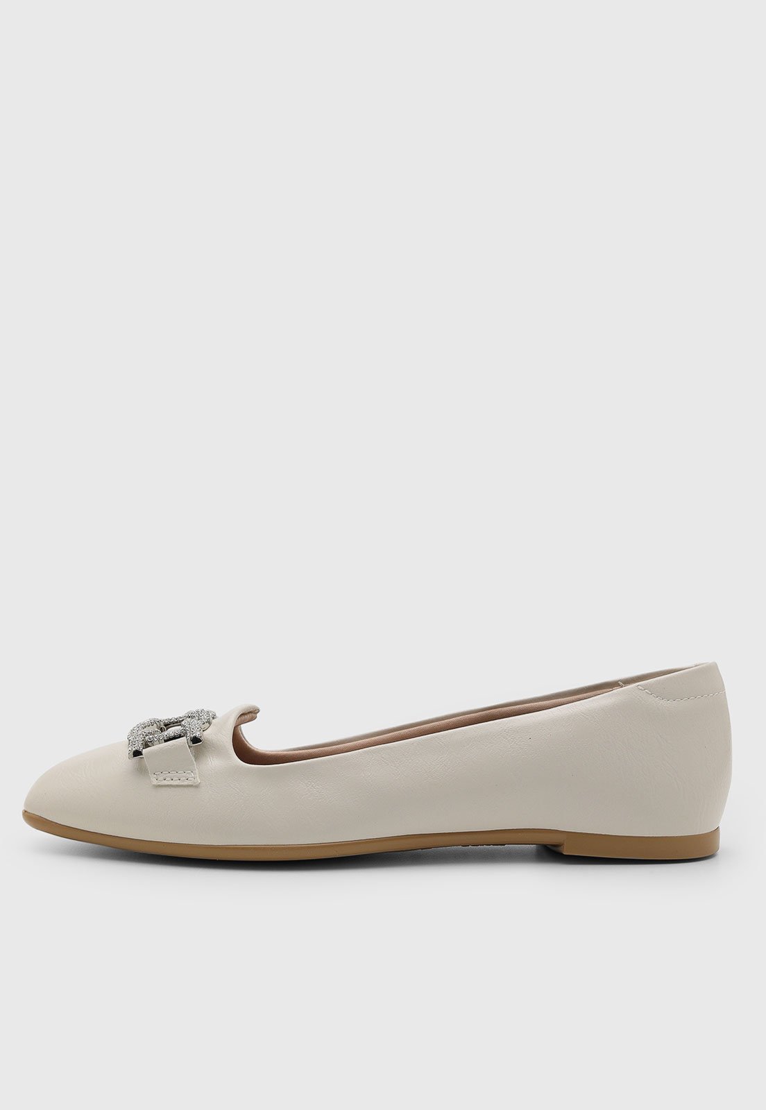 Vista 2 Sapatilha Feminina Moleca Laço Brilho Off-White off-white white off-white white