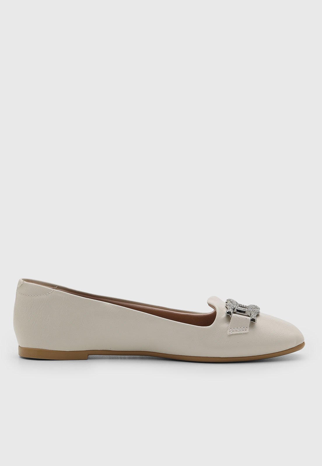 Vista 3 Sapatilha Feminina Moleca Laço Brilho Off-White off-white white off-white white