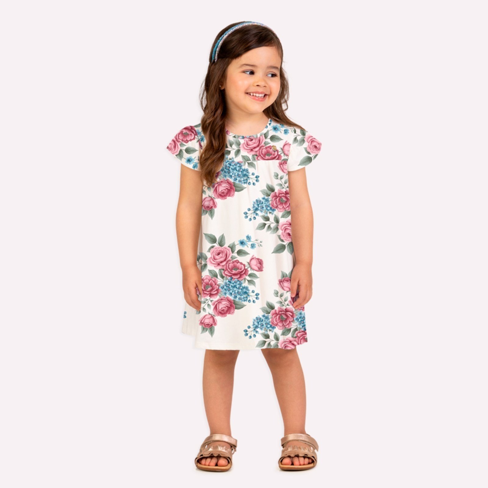 Infantil - Vestido Menina Flores Milon