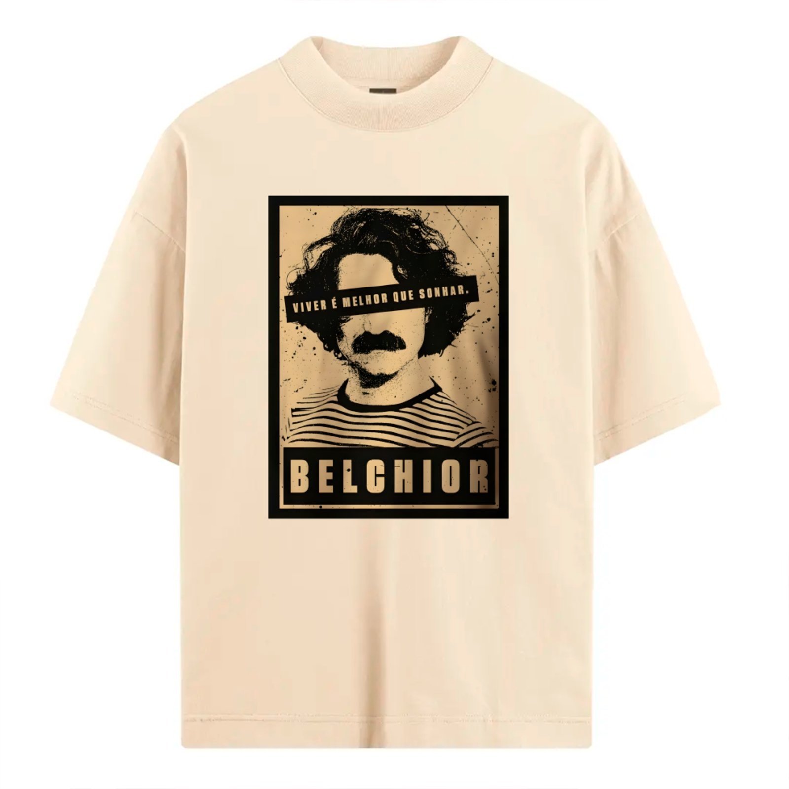 Vista 2 Camiseta Ousy Oversized Belchior Amor É Coisa Boa Unissex Off White off-white white ousy off-white white