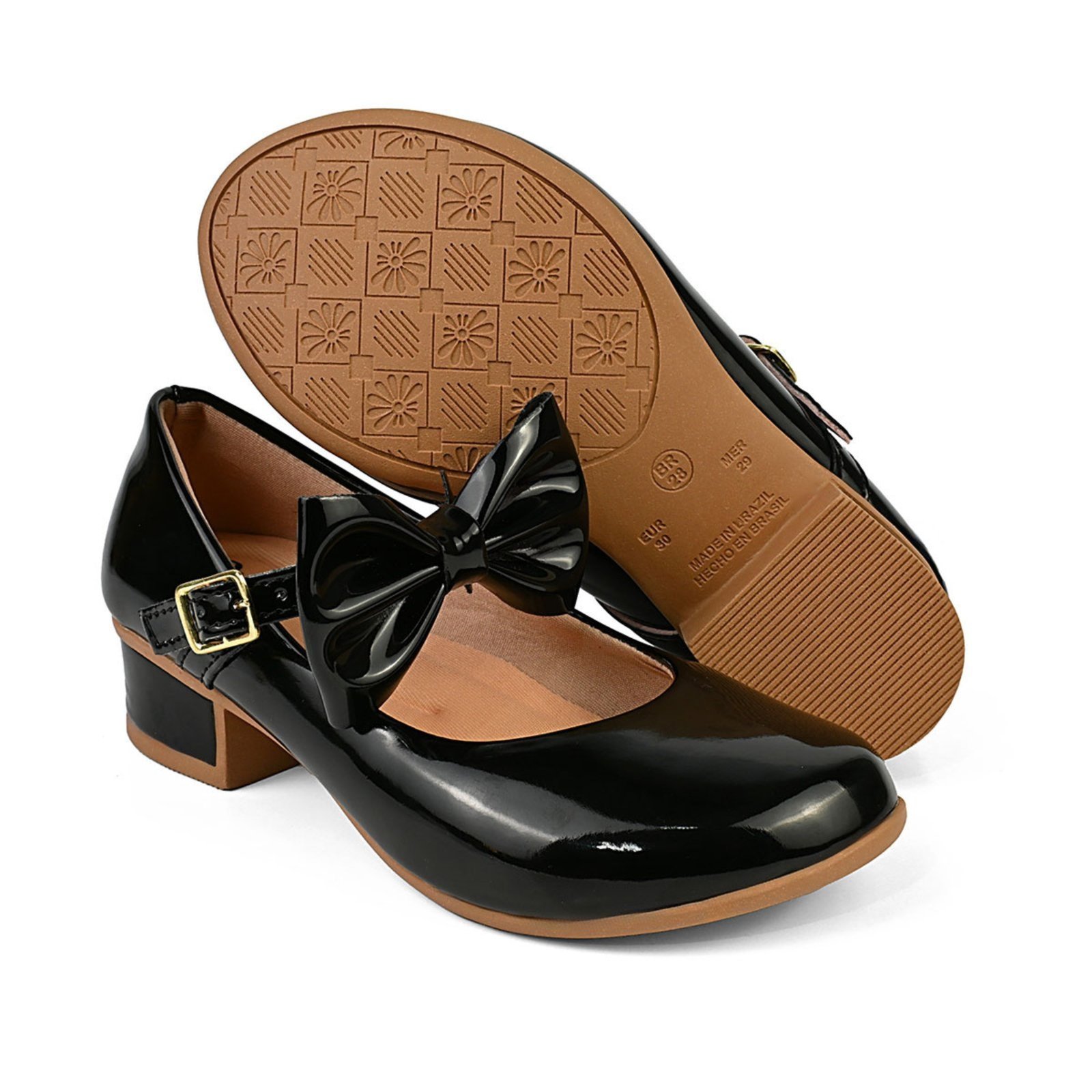 Infantil - Sapatilha Com Salto De Menina Boneca Feminina 101 - PRETO 505