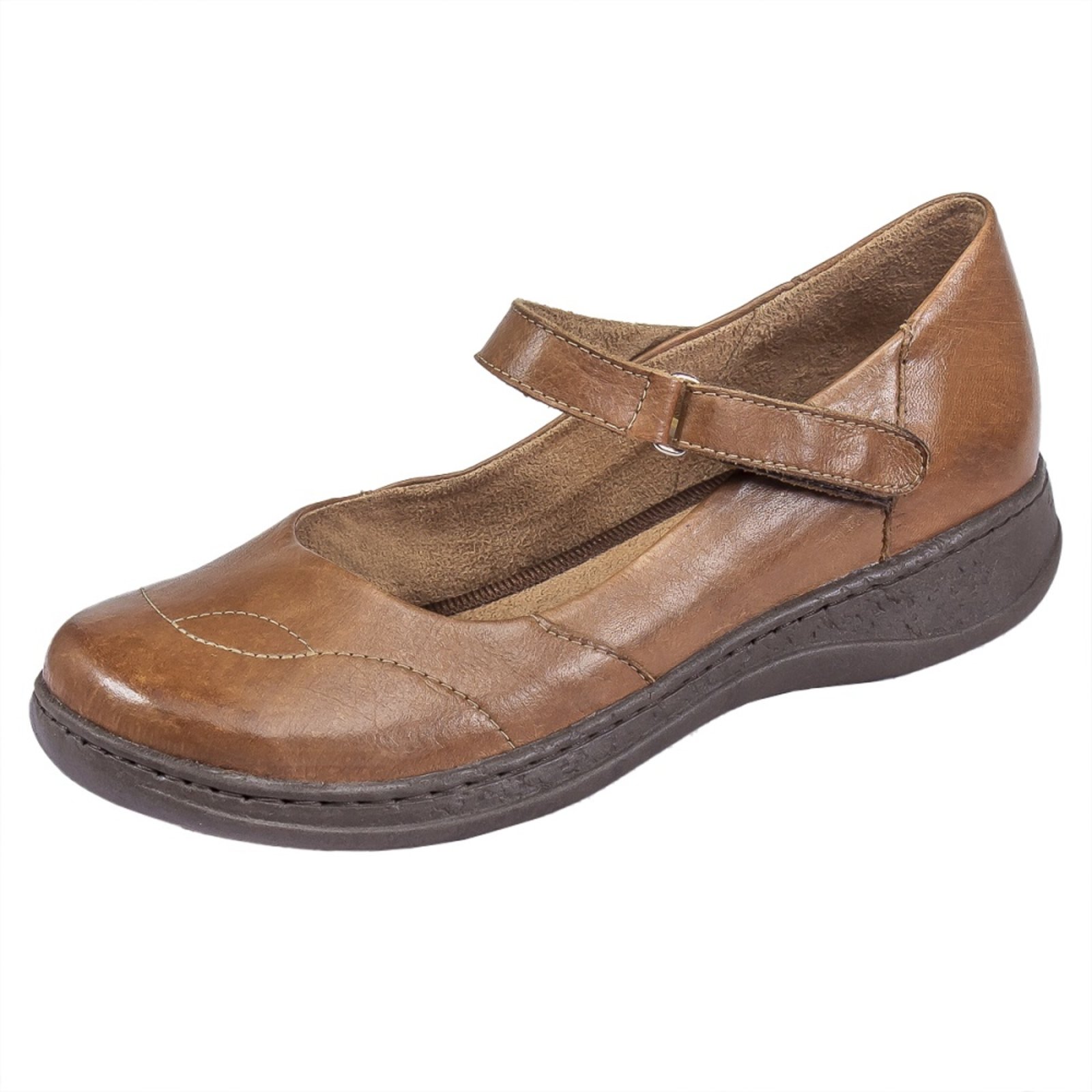 Sapato Boneca Serella Retrô Conforto Couro Caramelo 7074v