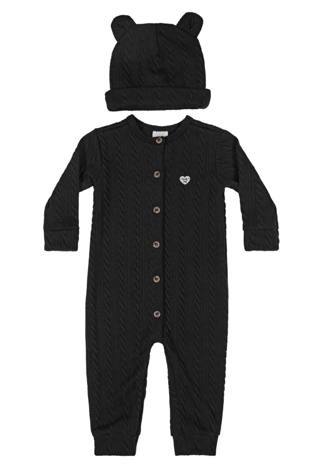Vista 2 Infantil - Macacão e touca Tricô para Menina Quimby preto Quimby preto