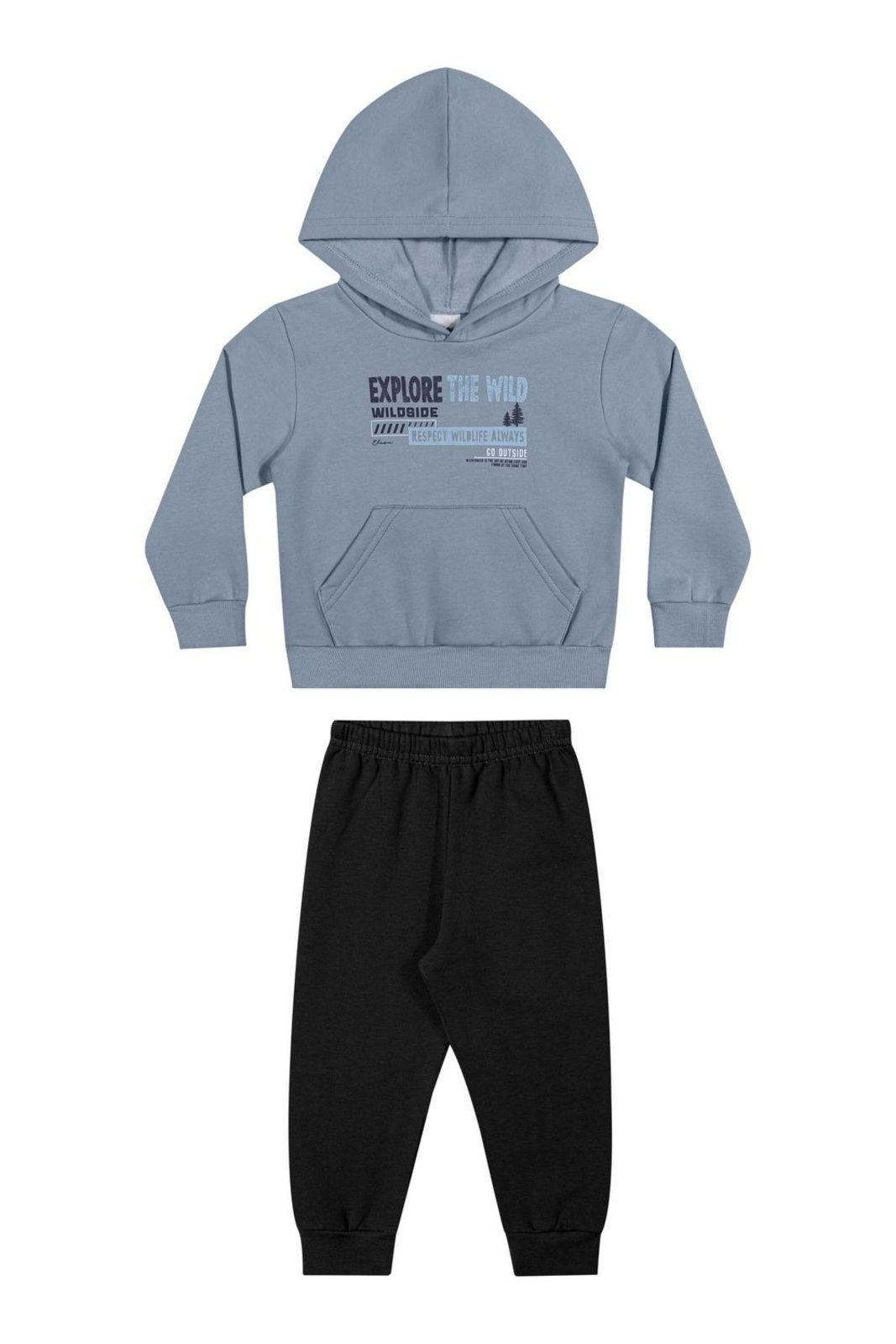 Infantil - Conjunto Menino Wildside Com Capuz Elian Azul