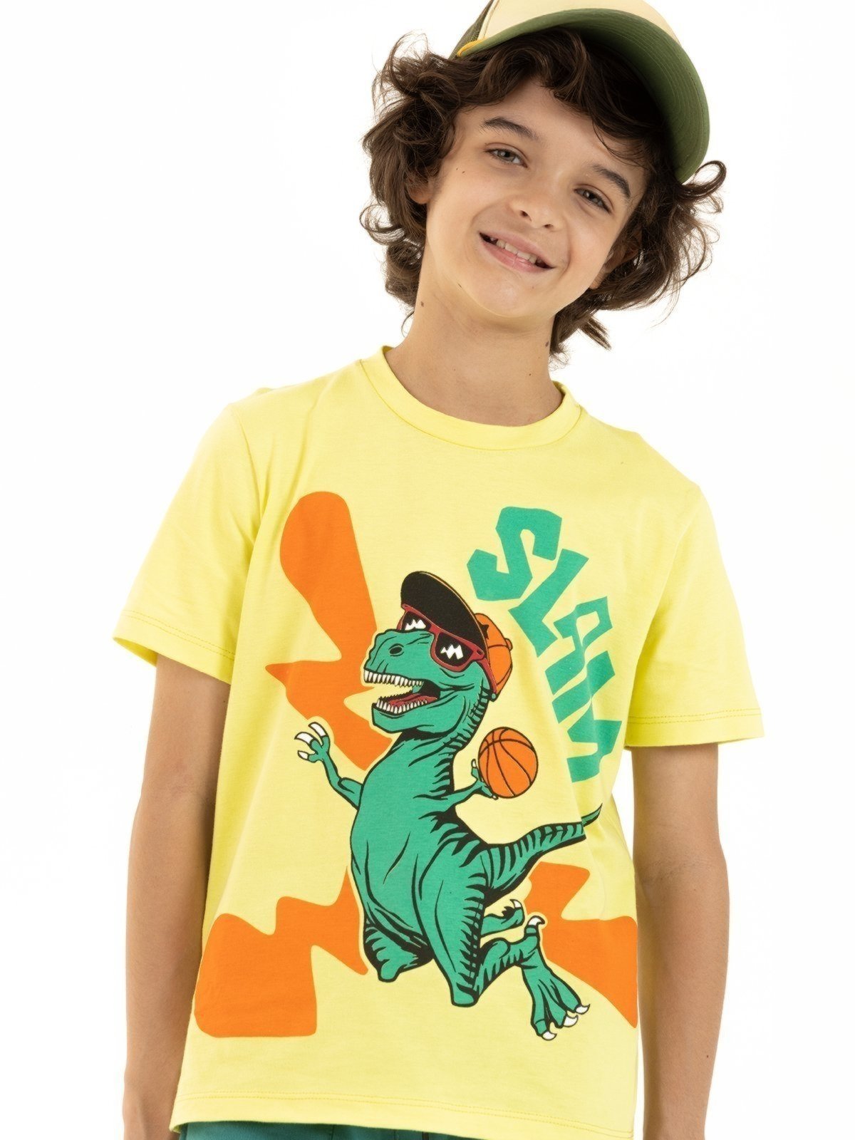 Vista 2 Infantil - Camiseta Menino de Verão em Algodão Enterrada Jurássica Magicamente Kids verde Magicamente Kids verde