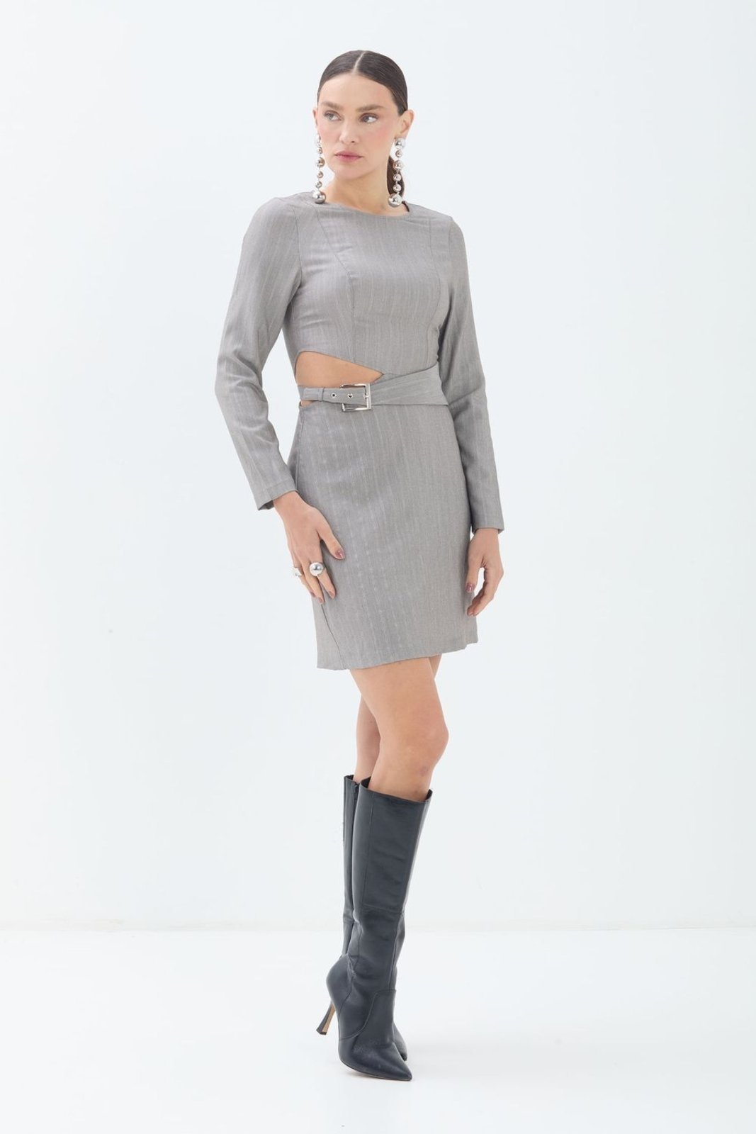 Vestido Alfaiataria Vazado Cinto ACT Feminino