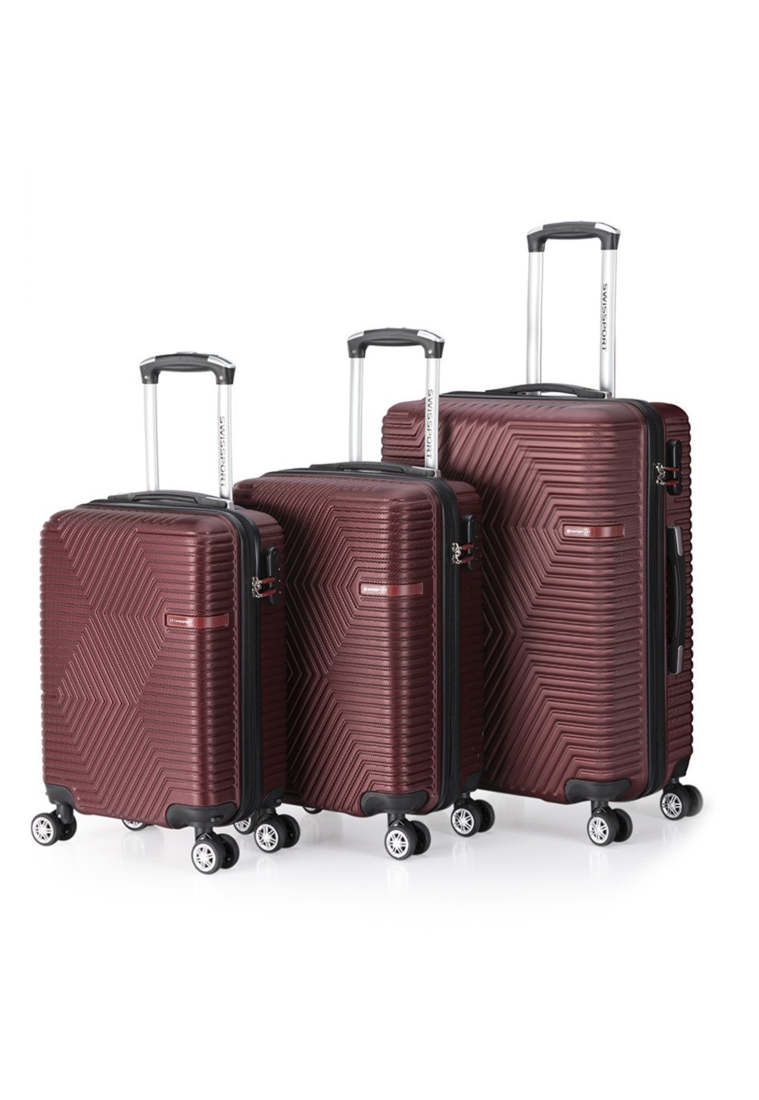Kit 3 Malas de Viagem Resistentes Abs Rodas 360 Swissport