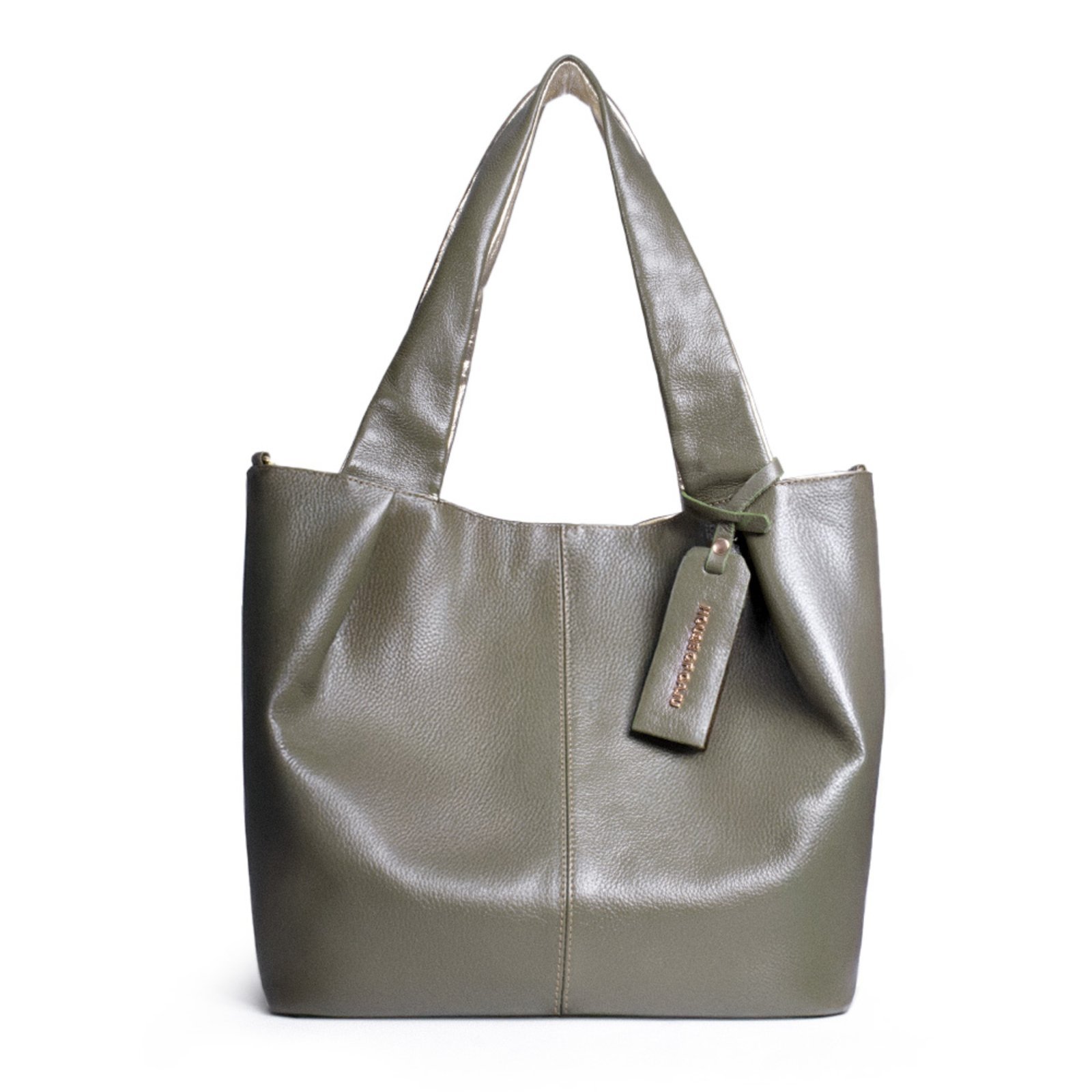 Bolsa Feminina Em Couro Tiracolo Verde Com Dourado “Jucimara Macedo”””