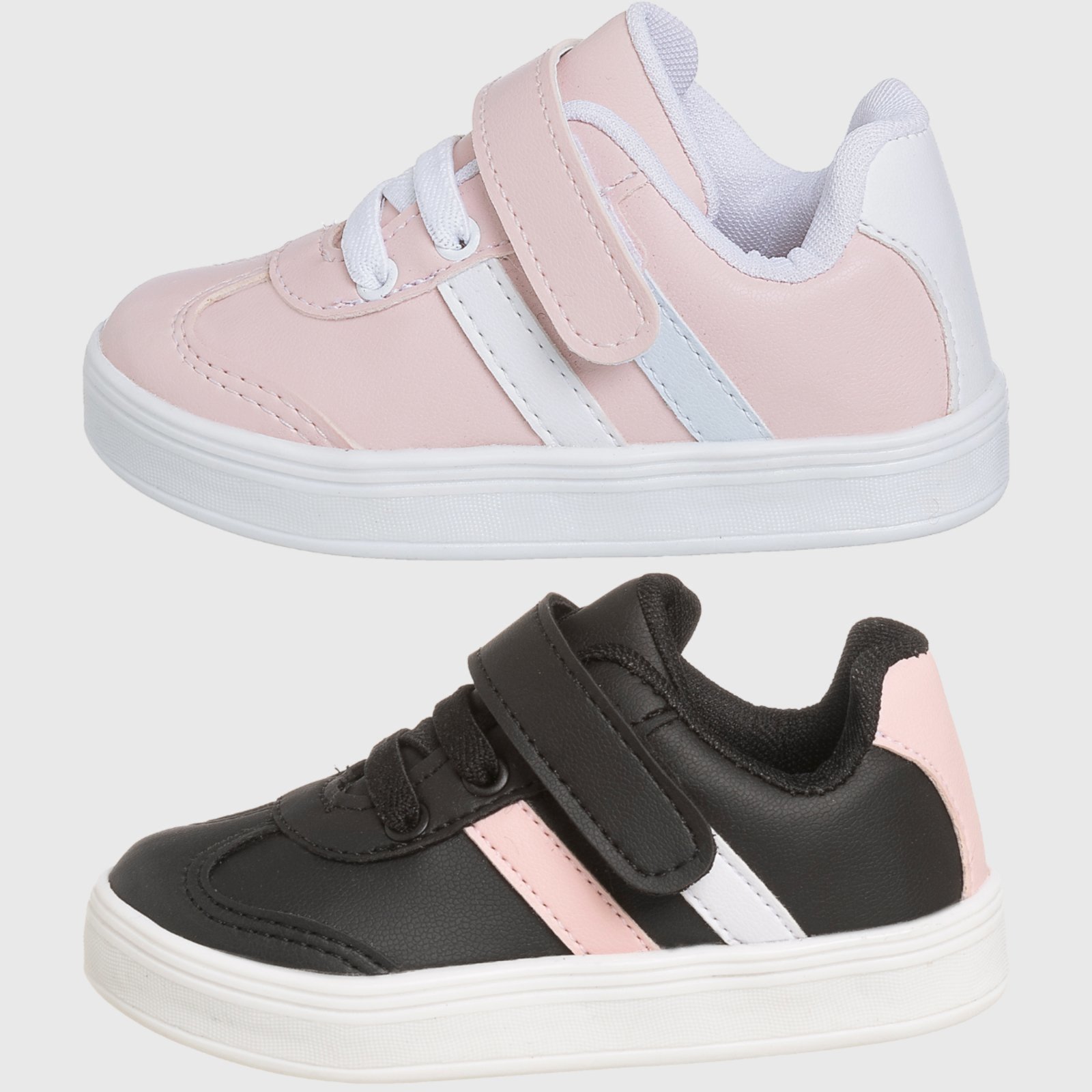 Infantil - Kit 2 Tênis Tininha Menina Casual Preto e Rosa