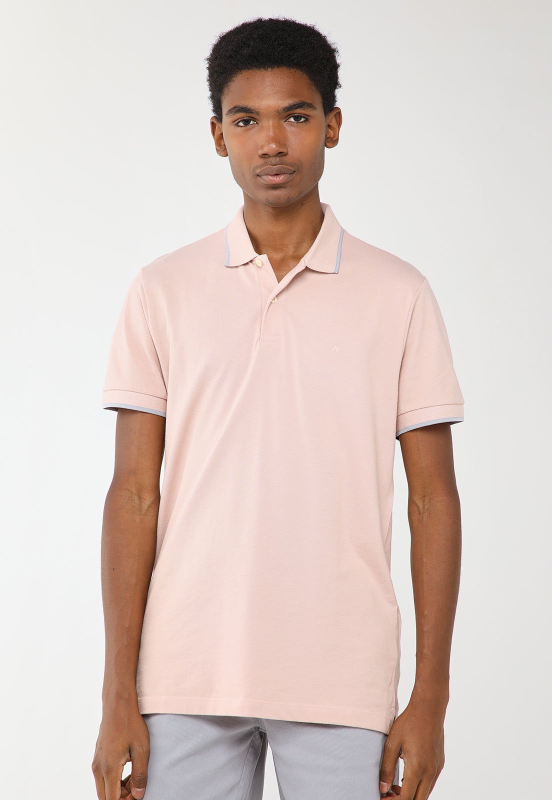 Polo Masculina Aramis Detalhe Contrastante Rosa Claro