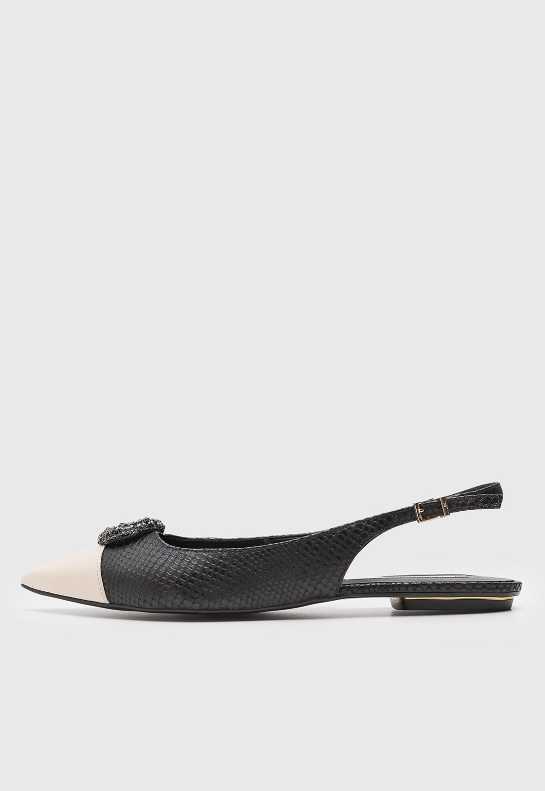 Vista 2 Sapatilha Slingback Feminino Jorge Bischoff Textura Snake Preta preto Jorge Bischoff preto
