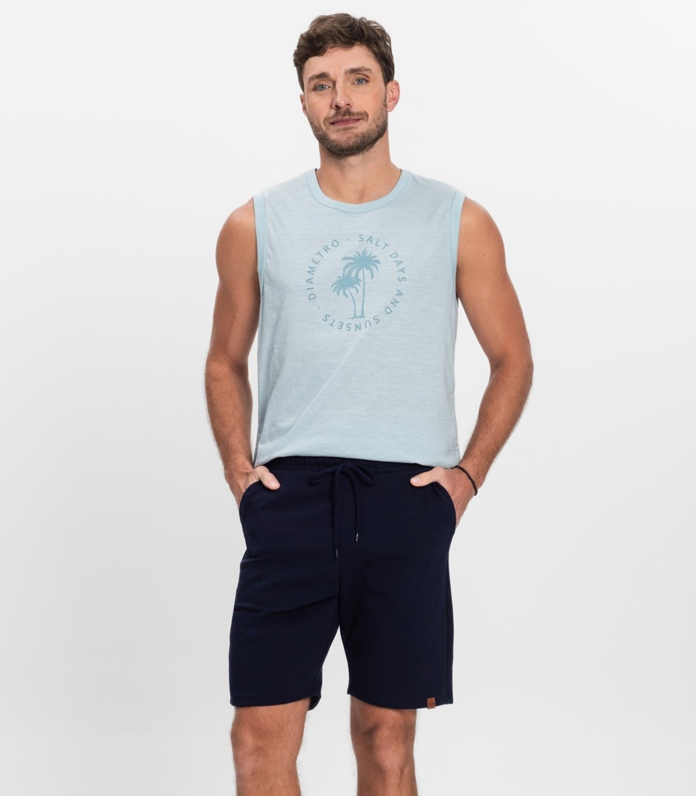 Bermuda Masculino De Moletinho Piquê Diametro Azul