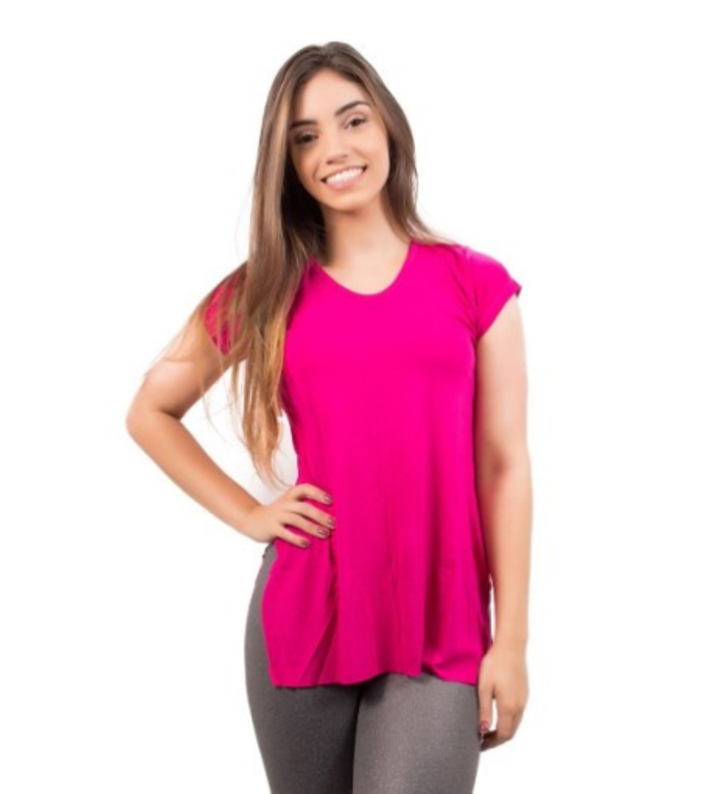 Blusa 4 Estações Sobre Legging Tapa Bumbum Básica Lisa Casual Fitness Rosa